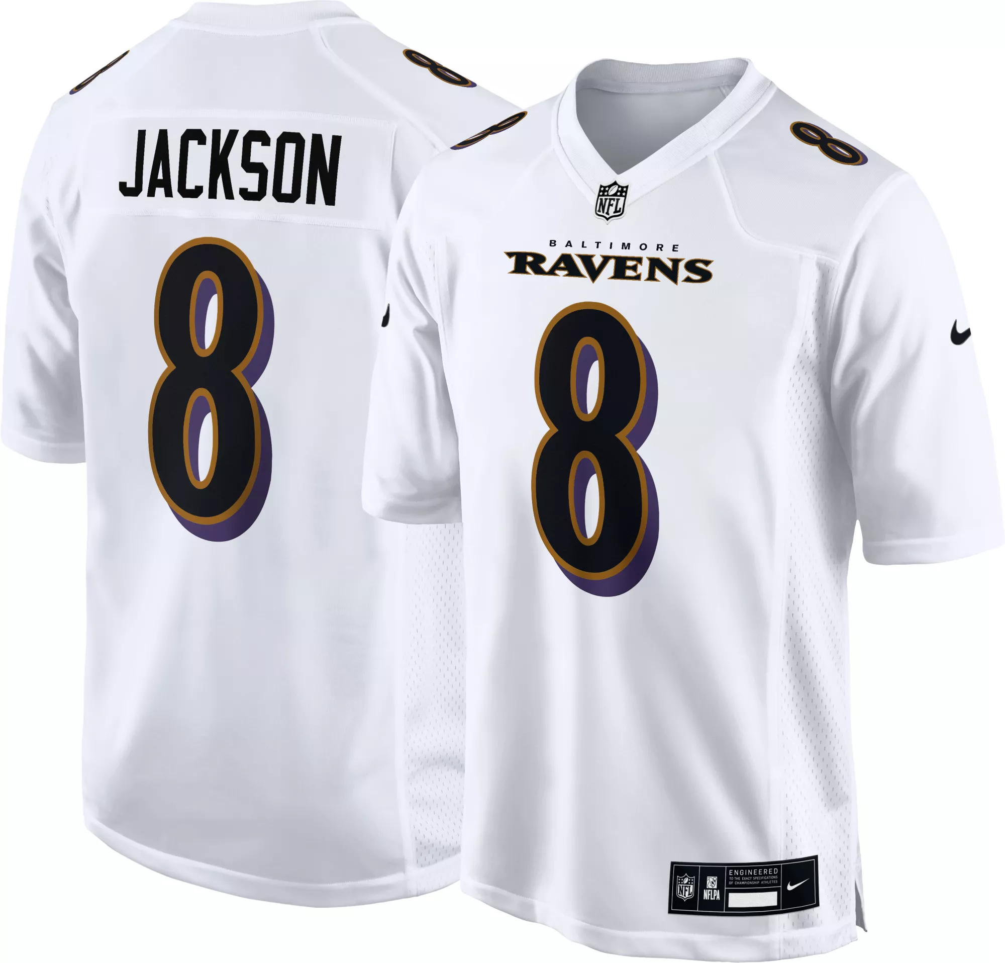 Nike Men's Baltimore Ravens Lamar Jackson #8 Fashion White Game Jersey