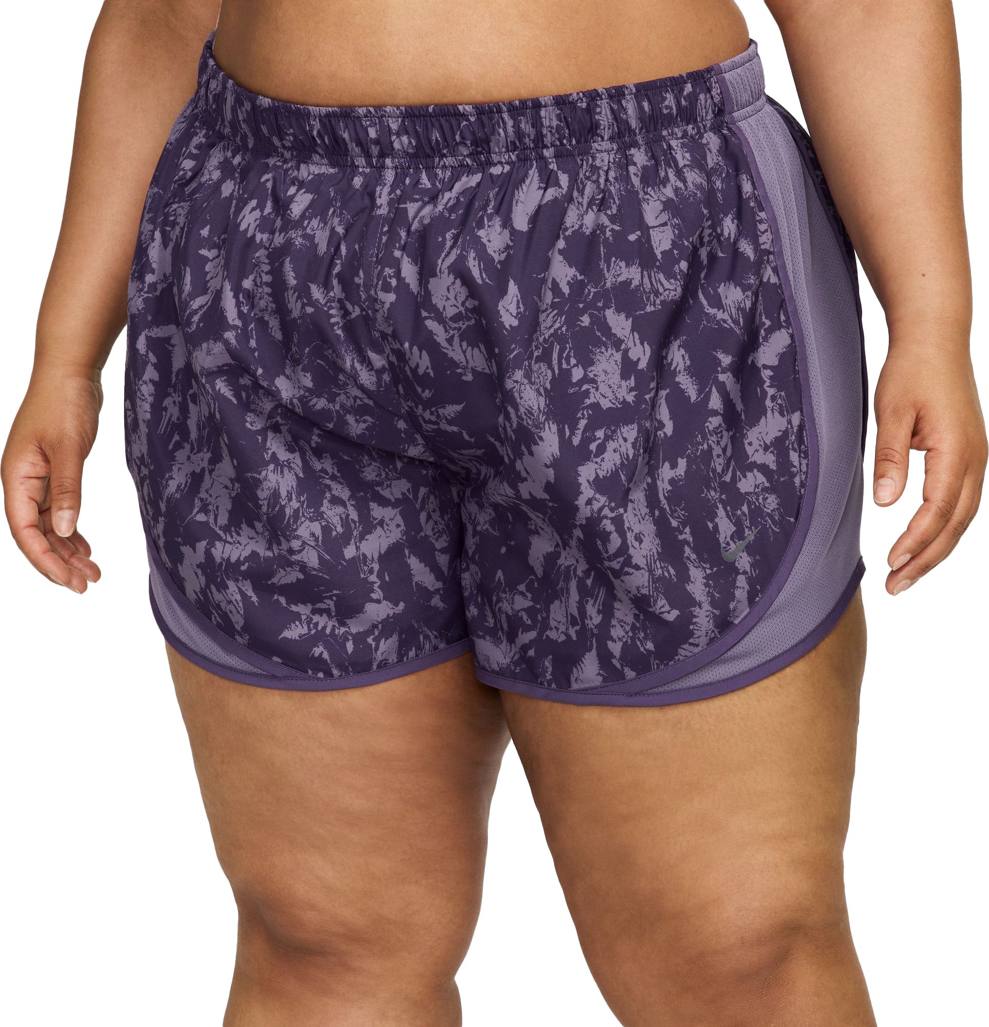 Nike Women s One Tempo Dri Fit Printed Plus Size Running Shorts Dark Purple 3X Women s Athletic Performance Bottoms at Academy Sports