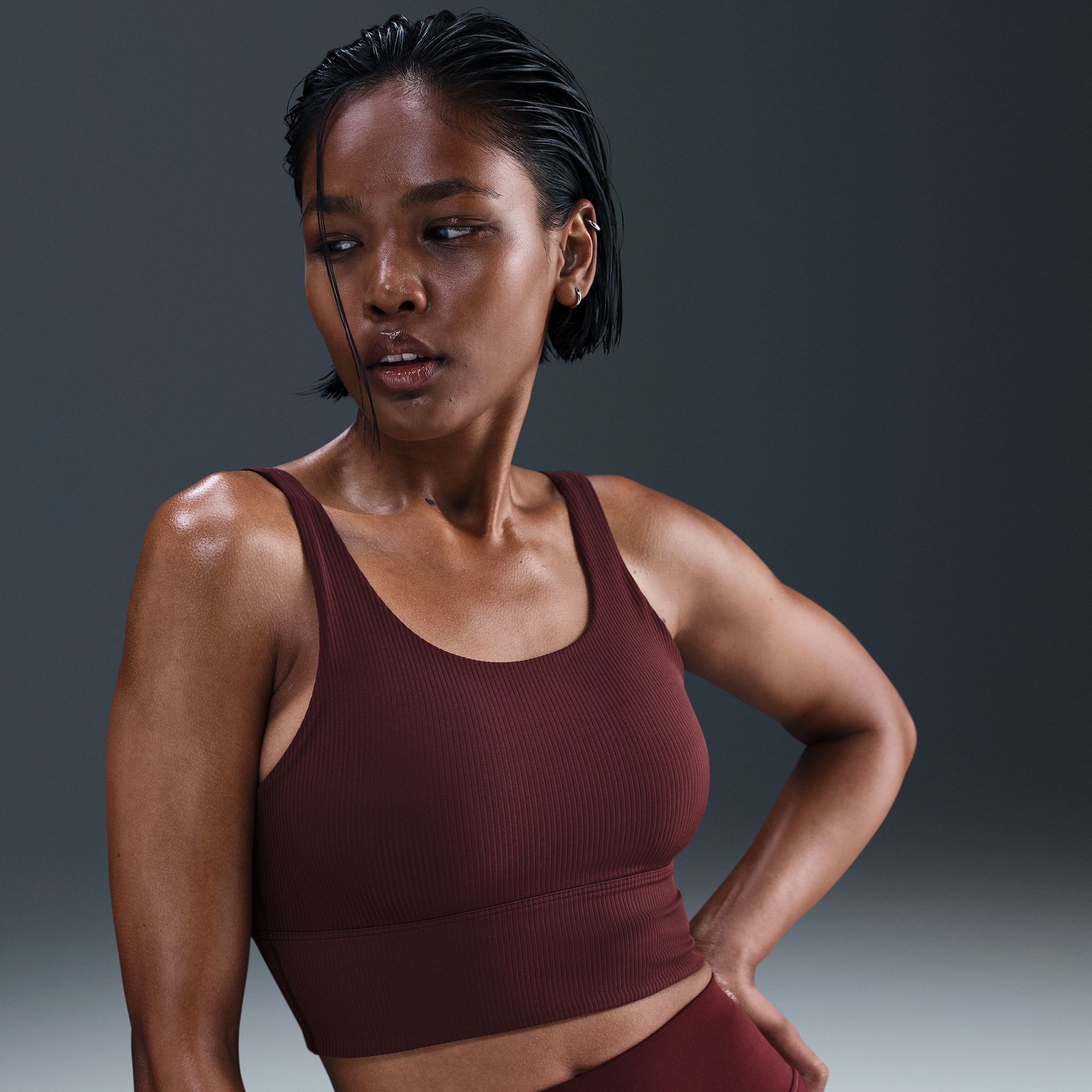 Nike Women's Zenvy Rib Light-Support Non-Padded Longline Sports