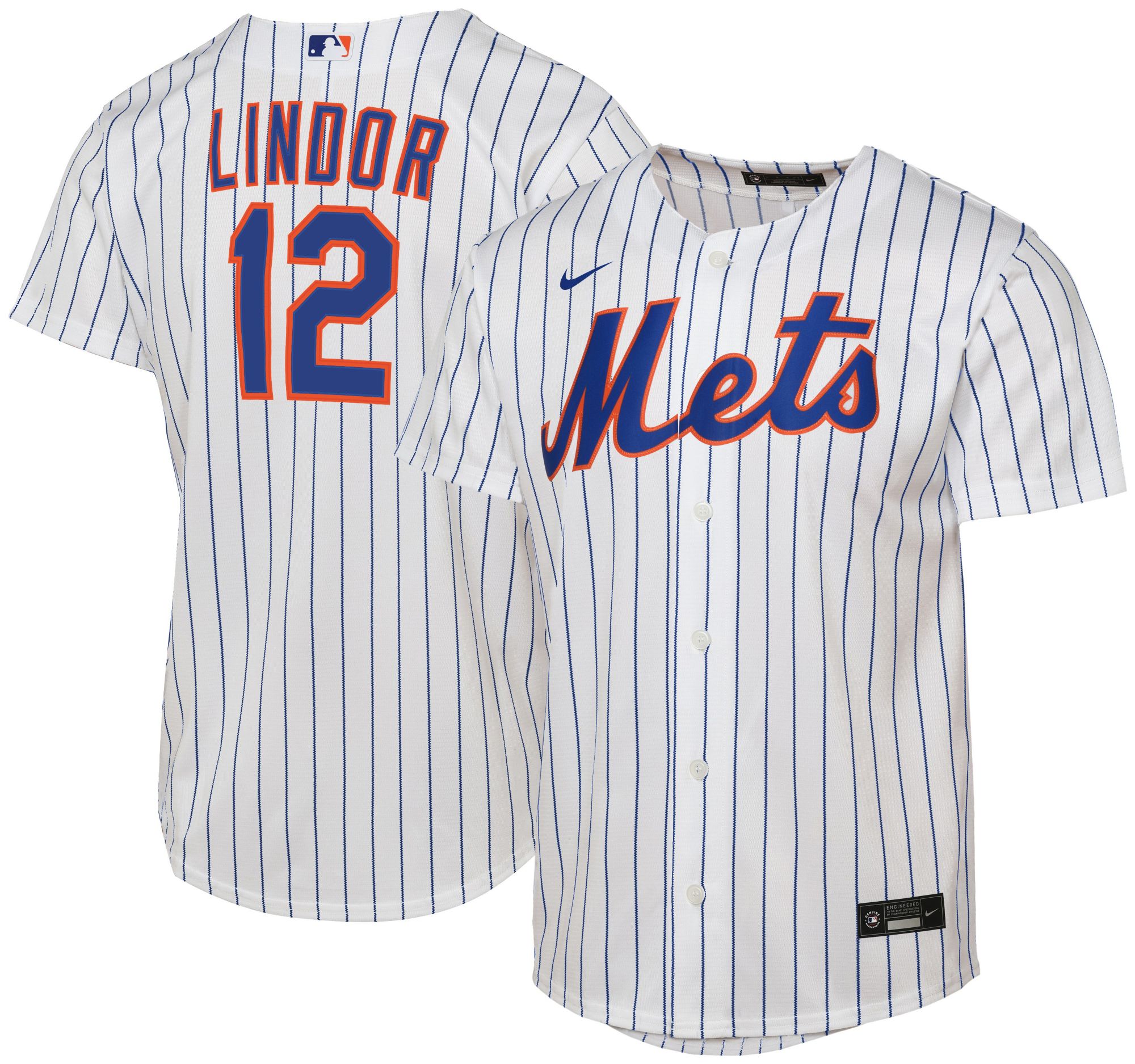 MLB Youth New York Mets Francisco Lindor #12 White Replica Jersey