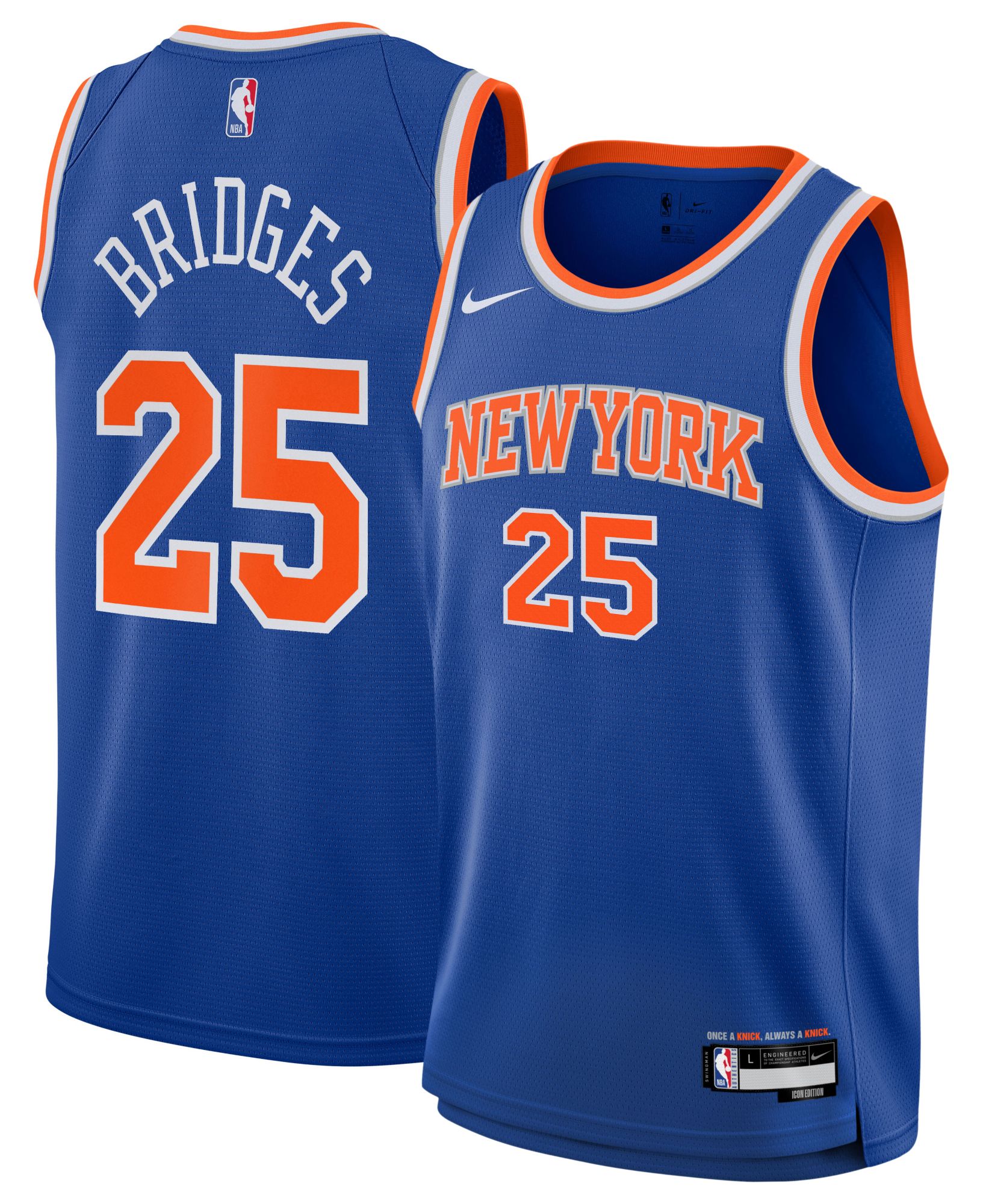 Nike Youth New York Knicks Mikal Bridges #25 Swingman Icon Jersey