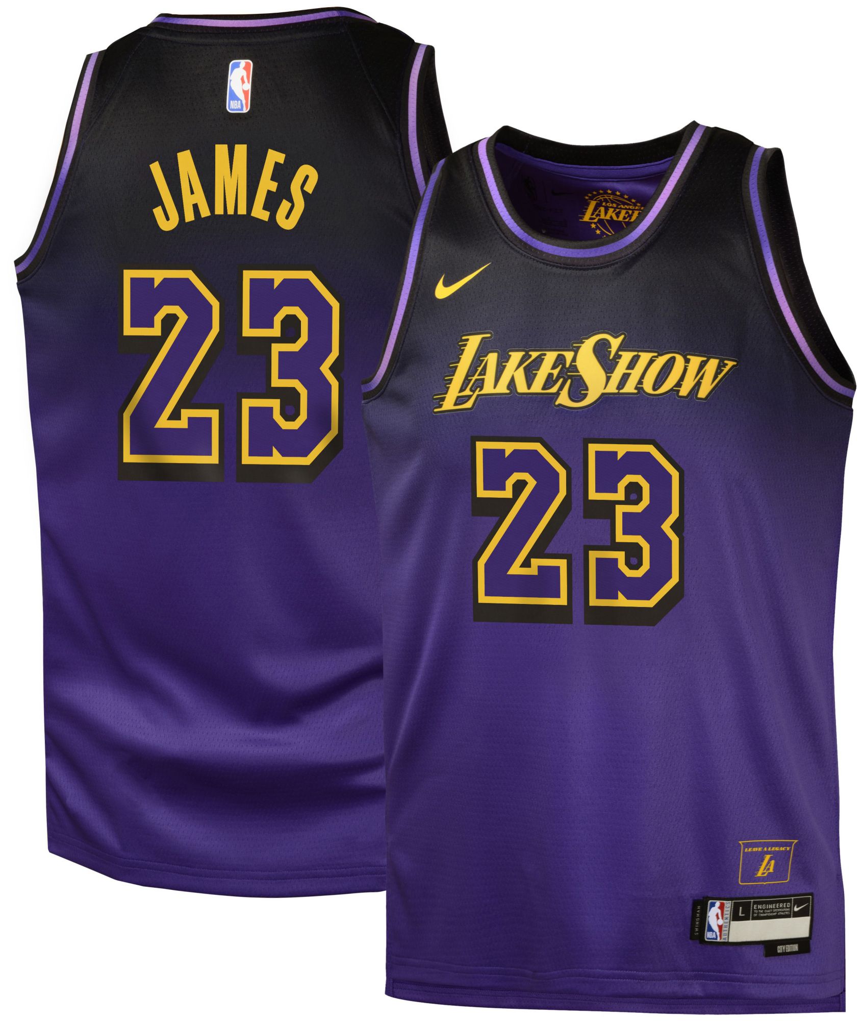 Maillot De Basketball LeBron James #23 Lakers - Camouflage Violet Or - Taille XL - Neuf