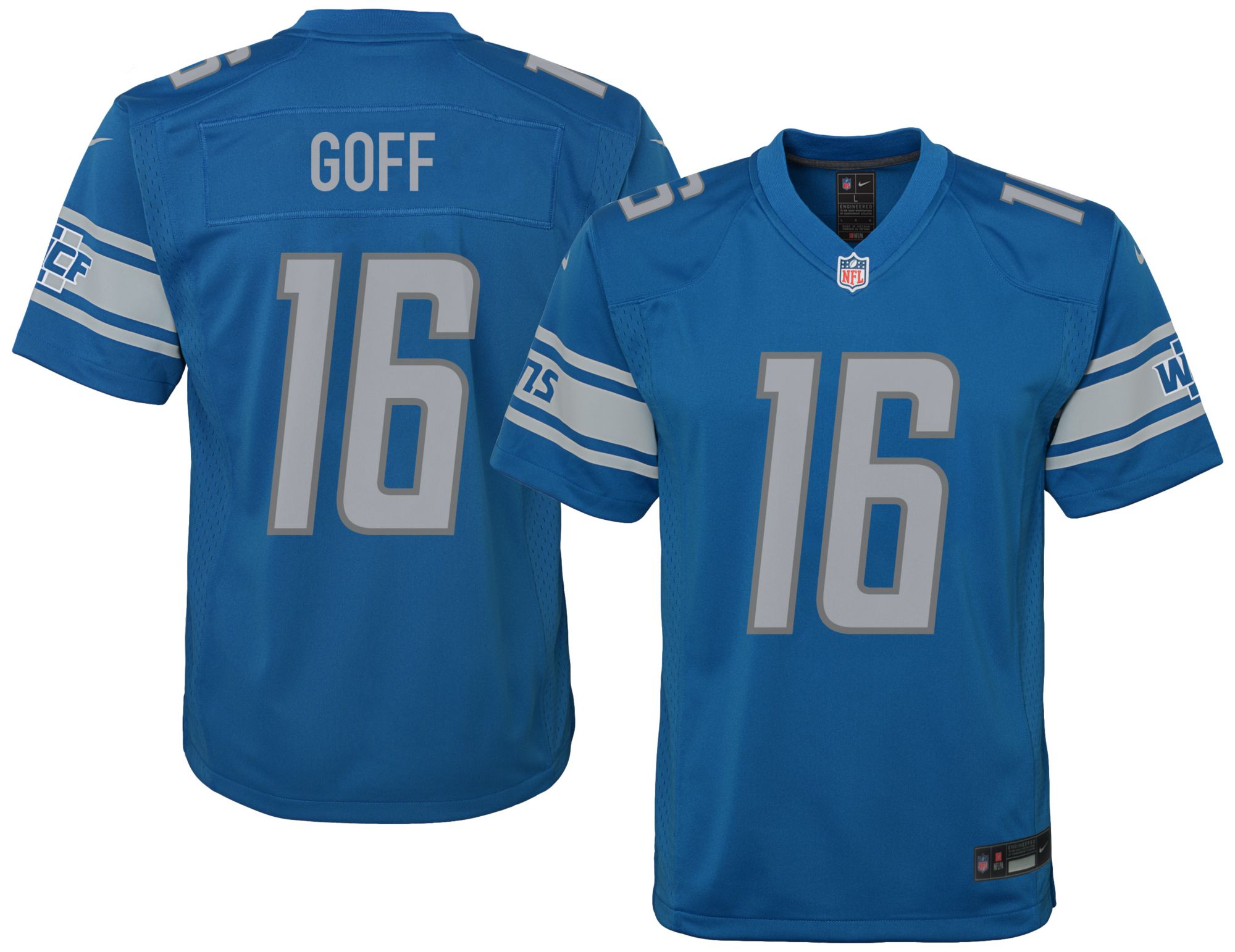 Nike Youth Detroit Lions Jared Goff #16 Blue Football Jersey