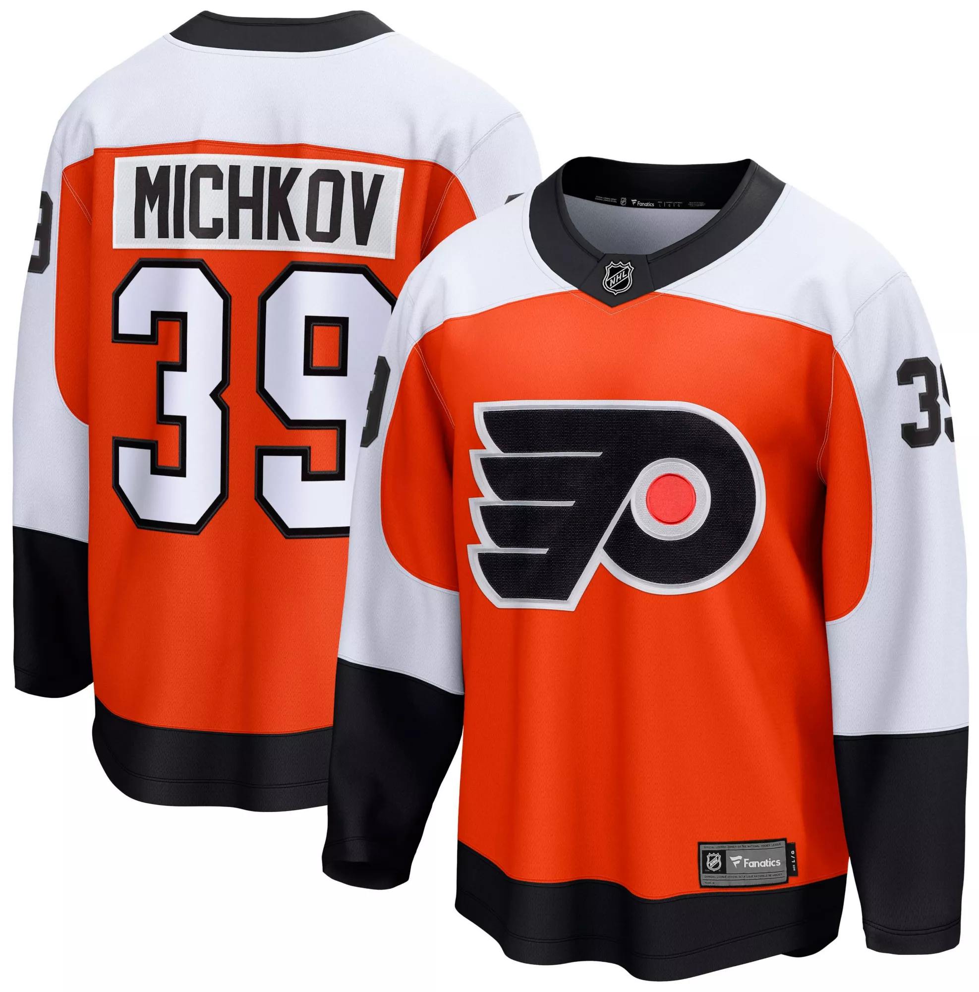 NHL Men's Philadelphia Flyers Matvei Michkov #39 Breakaway 2024-2025 Home Replica Jersey