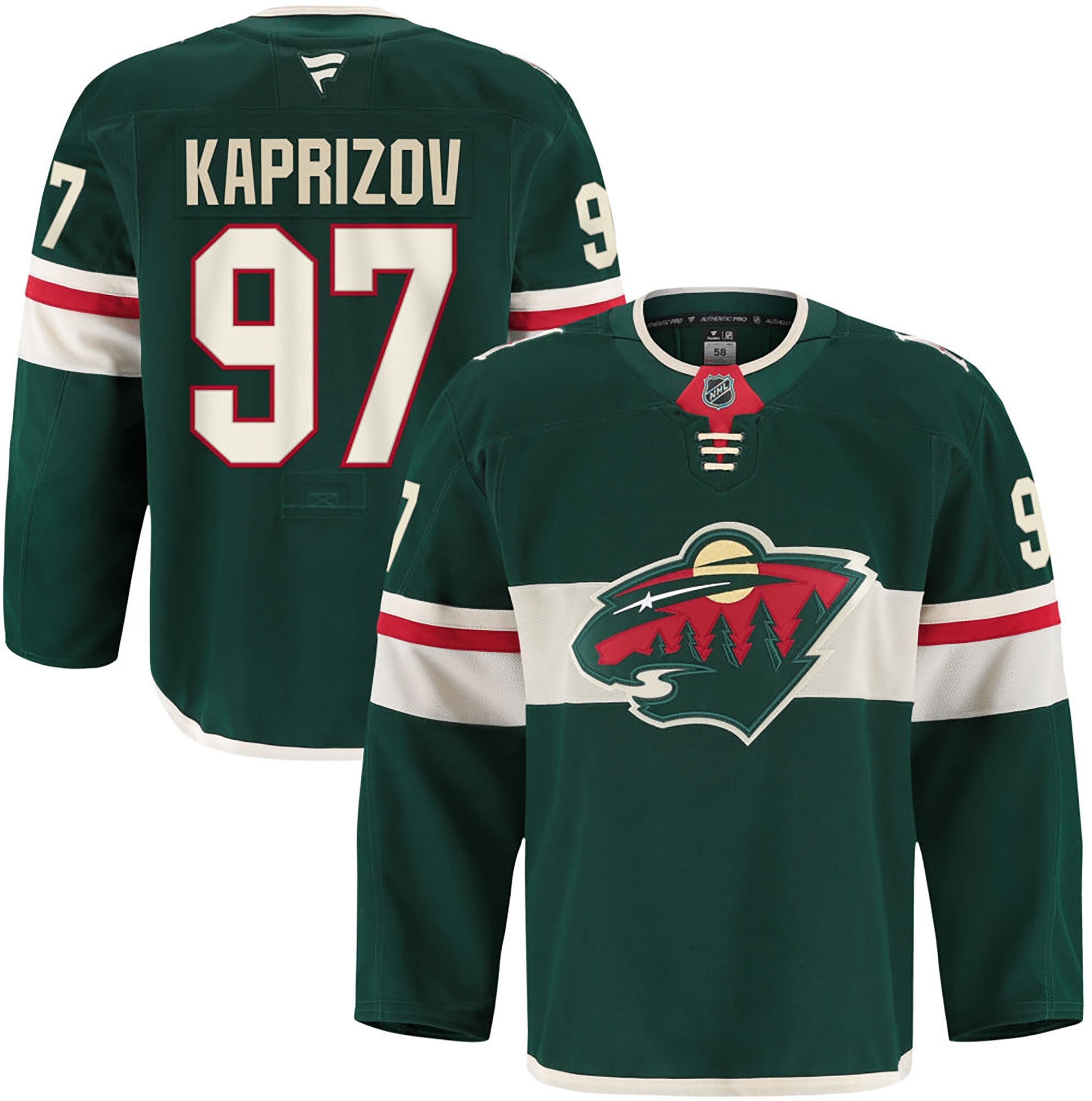NHL Men's Minnesota Wild Kirill Kaprizov #97 Authentic Pro Green