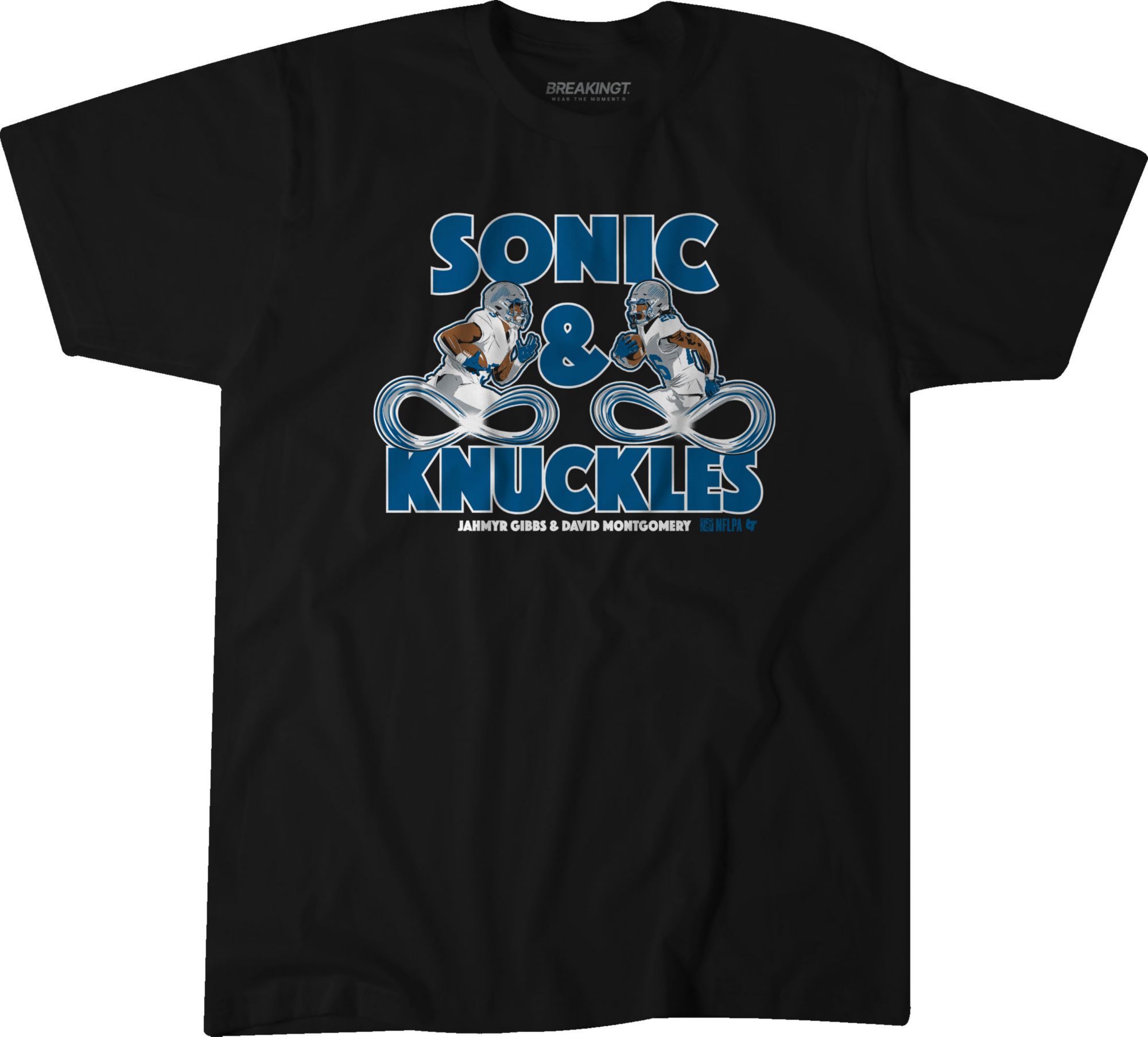 BreakingT Men's Detroit Lions Jahmyr Gibbs Black Sonic T-Shirt