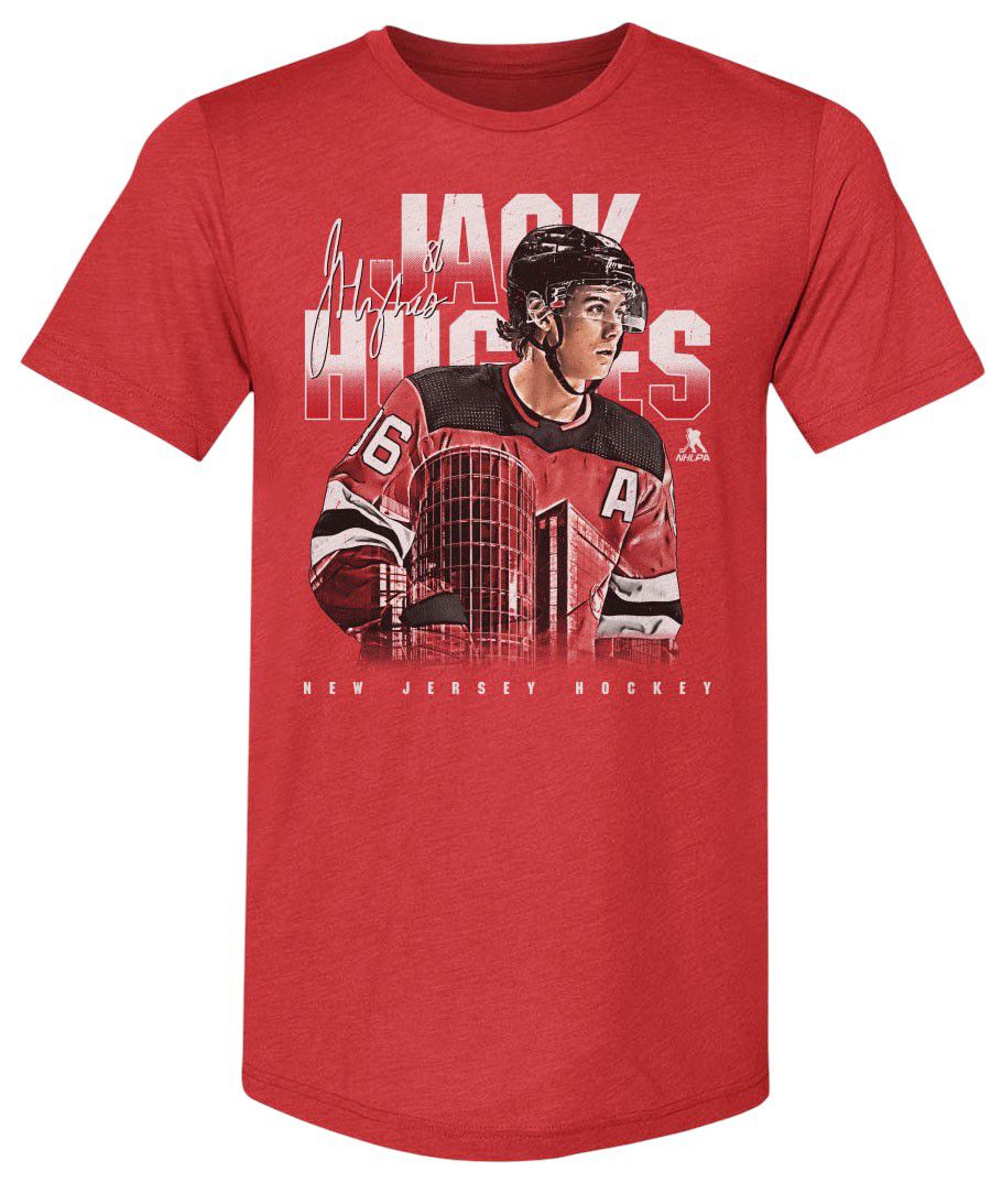 500 Level Adult New Jersey Jack Hughes #86 Landmark Red T-Shirt