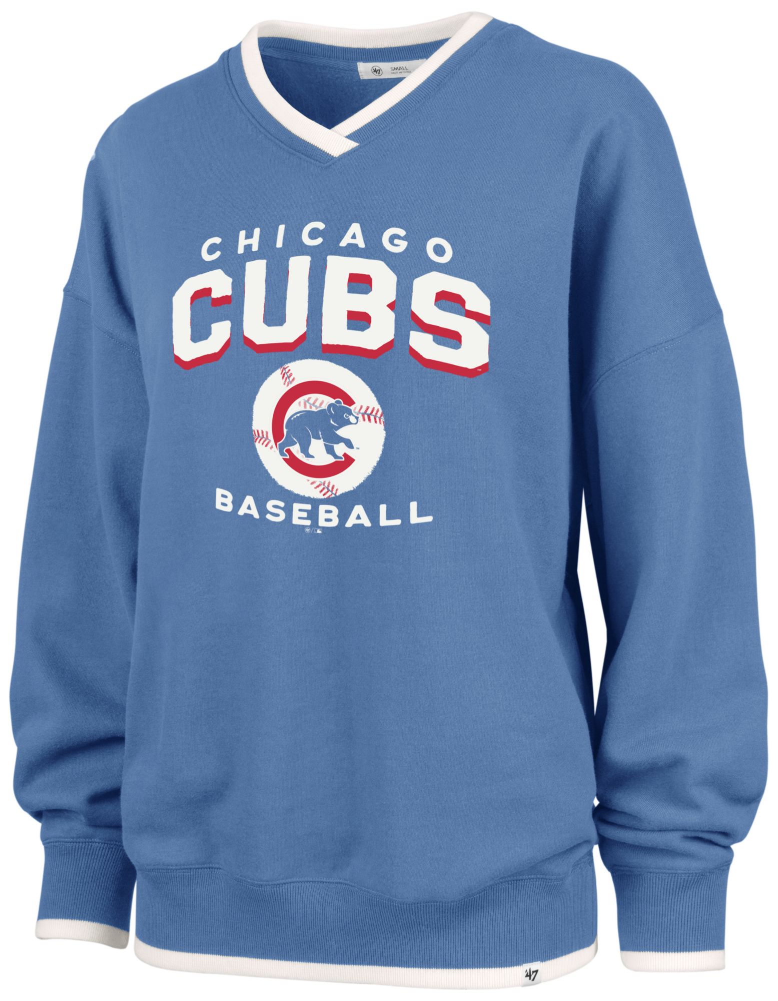 47 Women's Chicago Cubs Blue Wax Pack Eighties Crewneck Sweatshirt