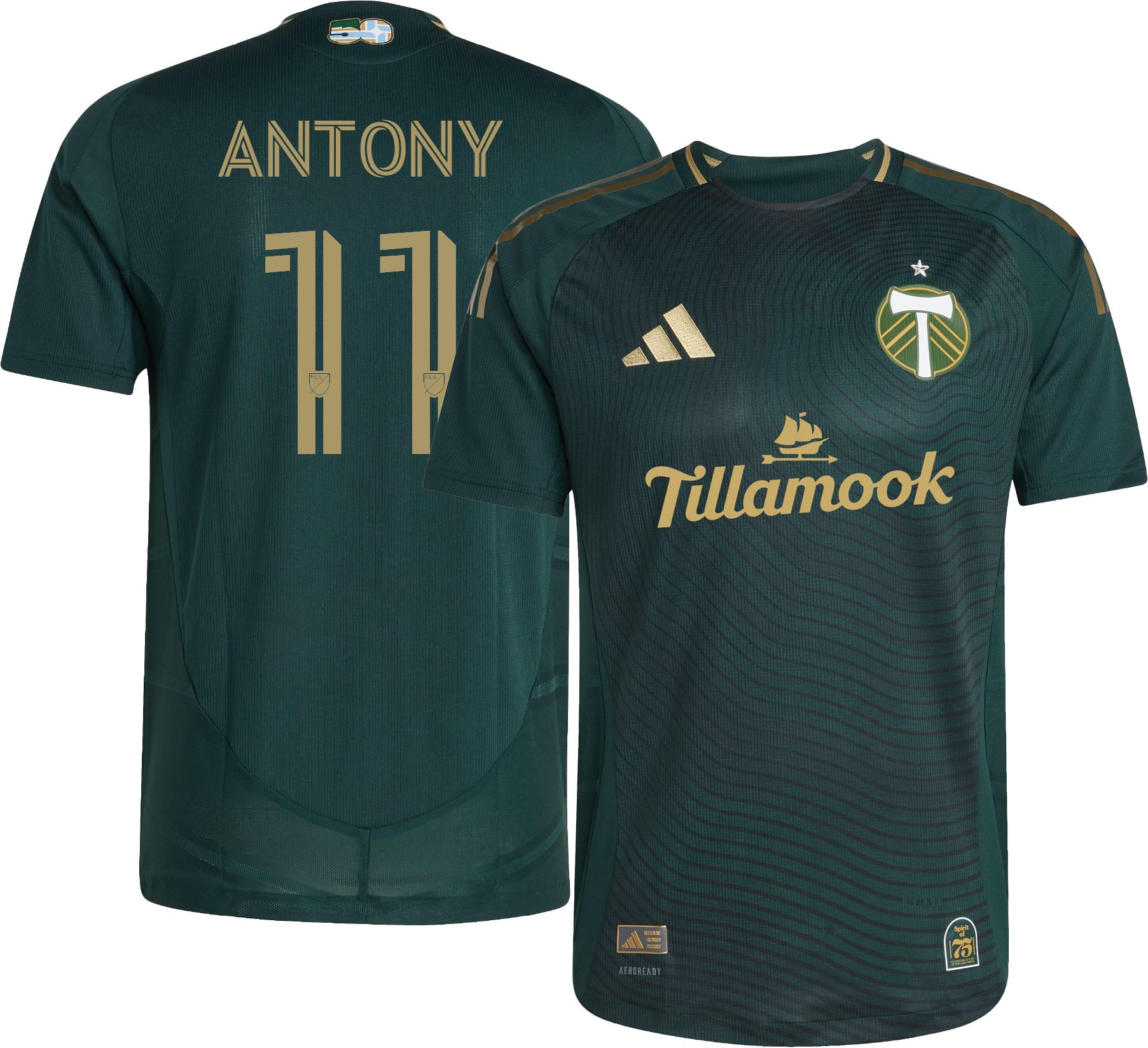 adidas Adult Portland Timbers Antony Alves Santos #11 2025 Primary