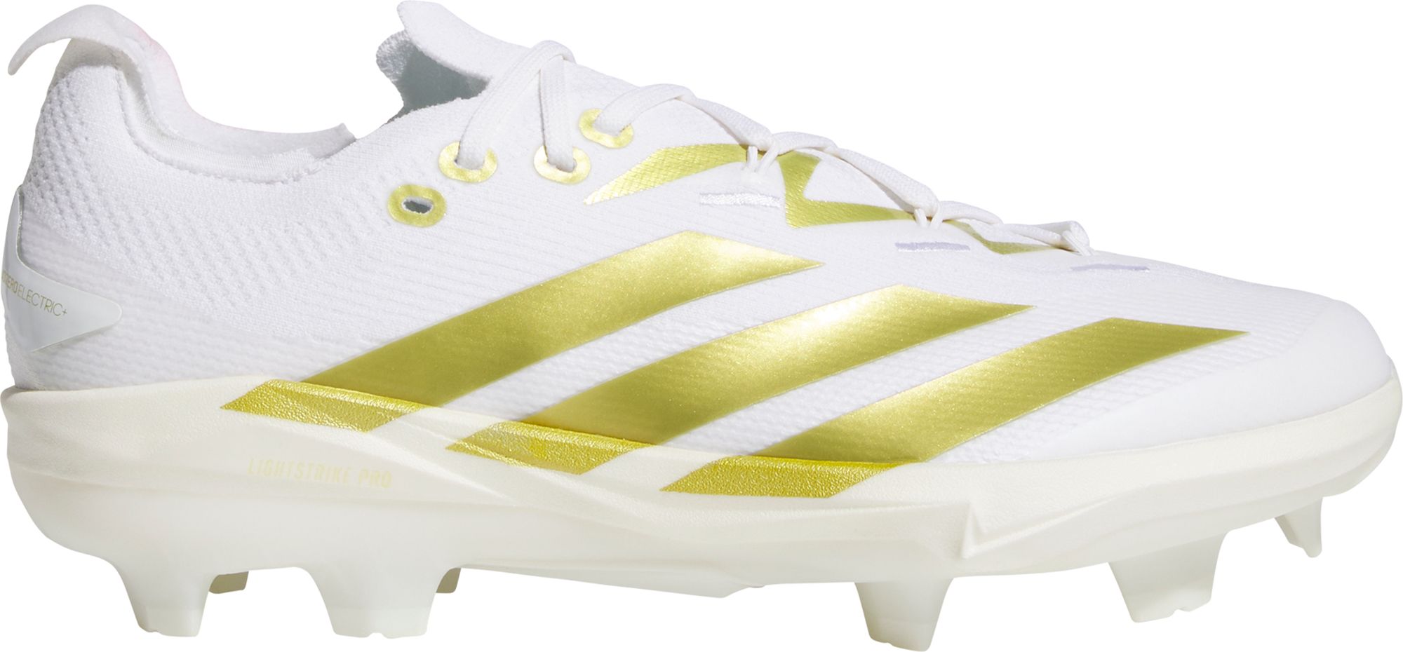 Size 12 - Adidas Electric+ 2 TPU Men\'s White Gold JI1477 Baseball Cleats Adidas Adizero Electric White Gold Football Cleats IE4381  main image 4