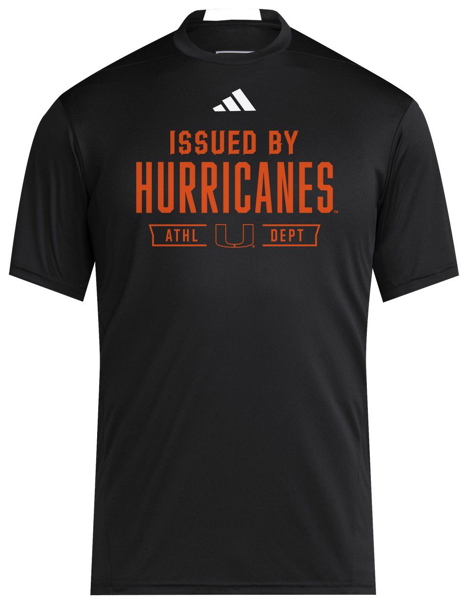 adidas Men's Miami Hurricanes Black D4T Short Sleeve T-Shirt