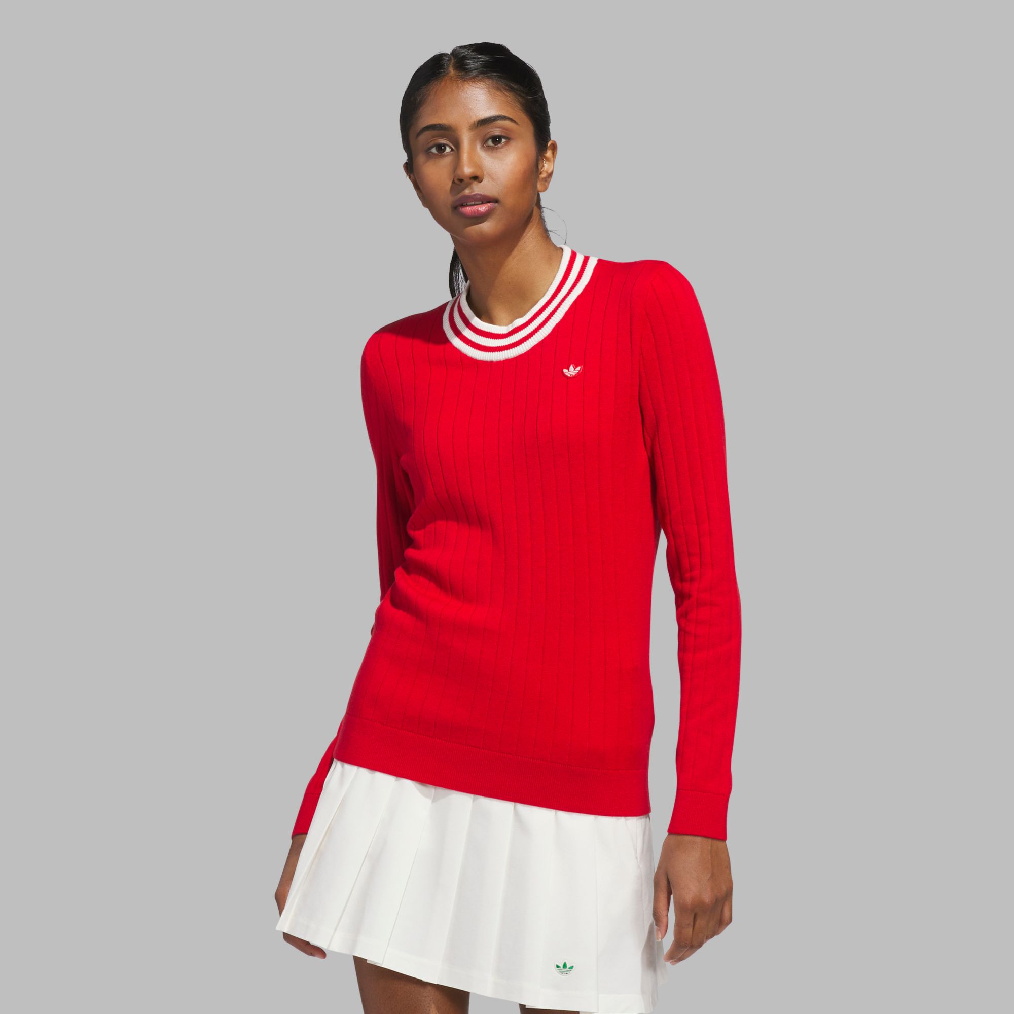 1PIU1UGUALE3 GOLF レディース モックネック 白 GST215 adidas Originals Women's Cashmere Knit Golf Sweater | Golf Galaxy