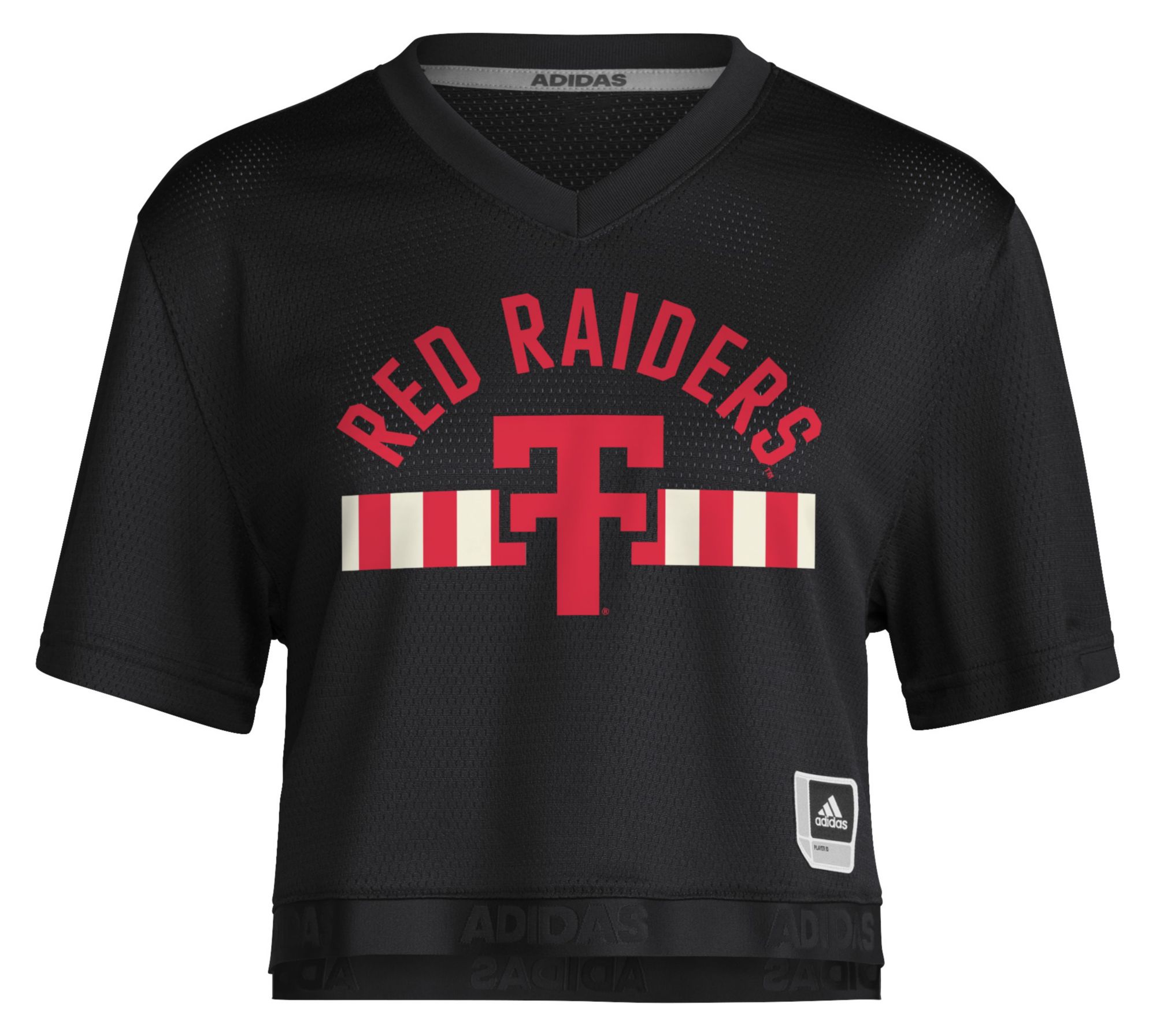 トップス THEREDTHREAD S logo jersey tops black adidas Women's Texas Tech Red Raiders Black Cropped Football