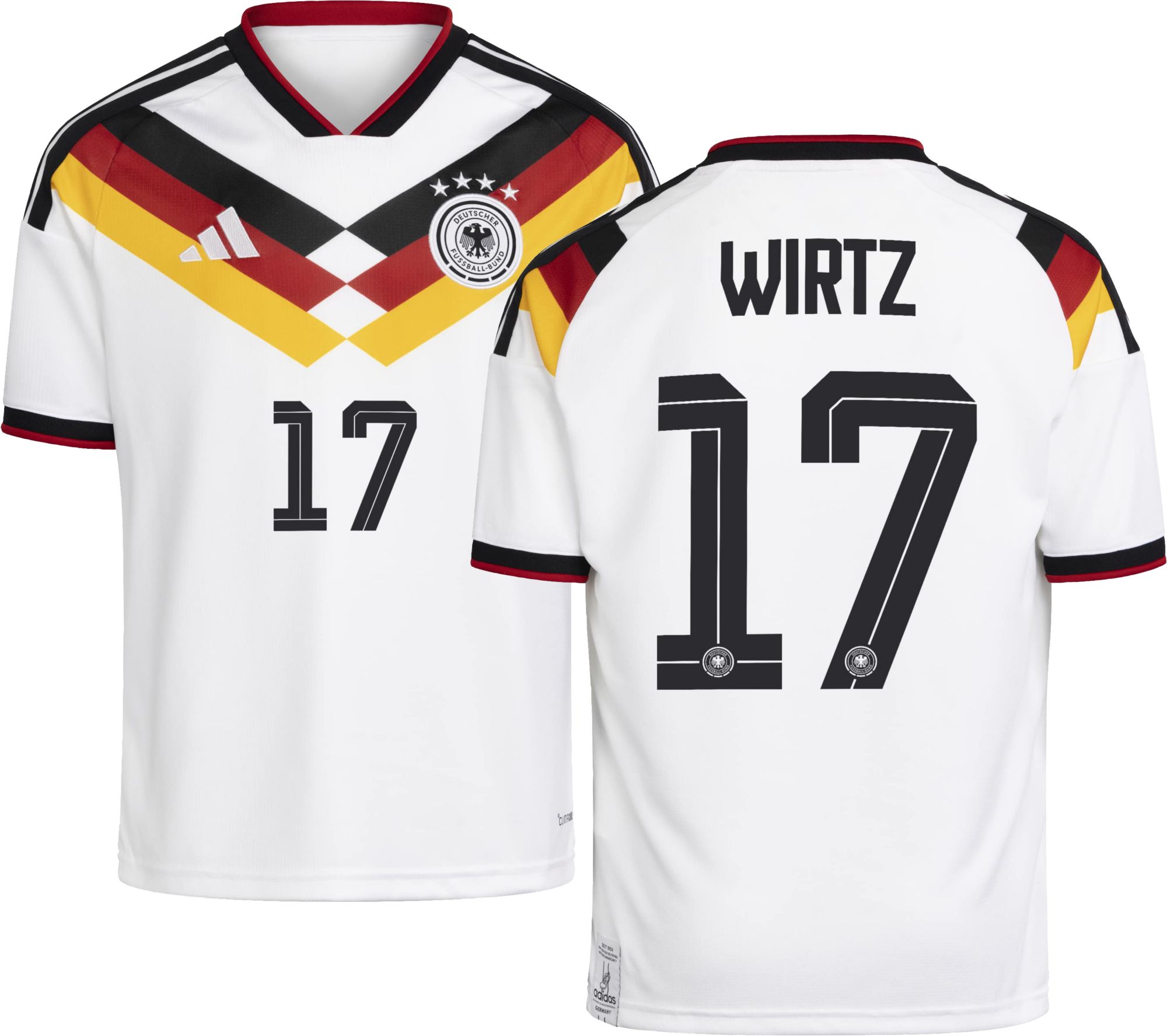 adidas Youth Germany Florian Wirtz #17 2026 Home Replica Jersey