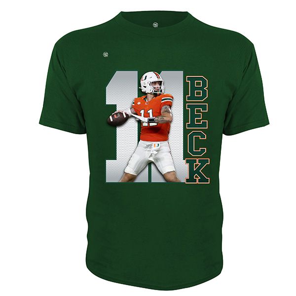 Dyme Lyfe Men's Miami Hurricanes Carson Beck #11 Green T-Shirt