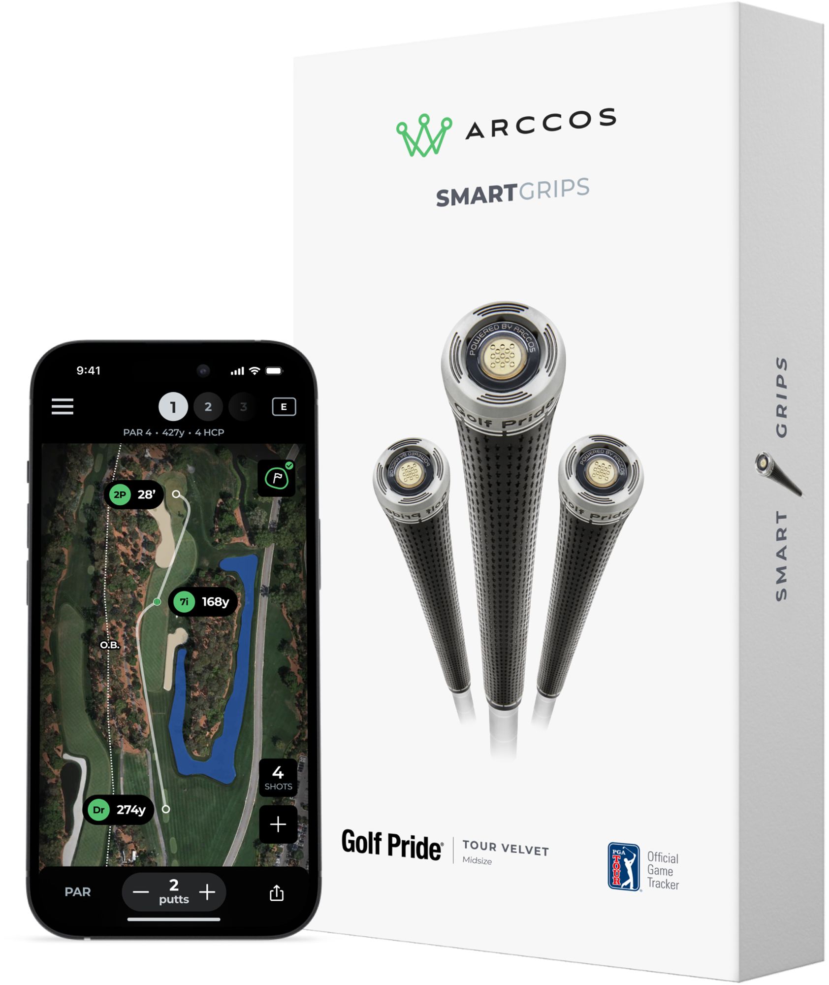 ARCCOS Golf Pride グリップ 中古6本セット Ping 25ARCAGOLFSMRTGRPSDDB_Black_is