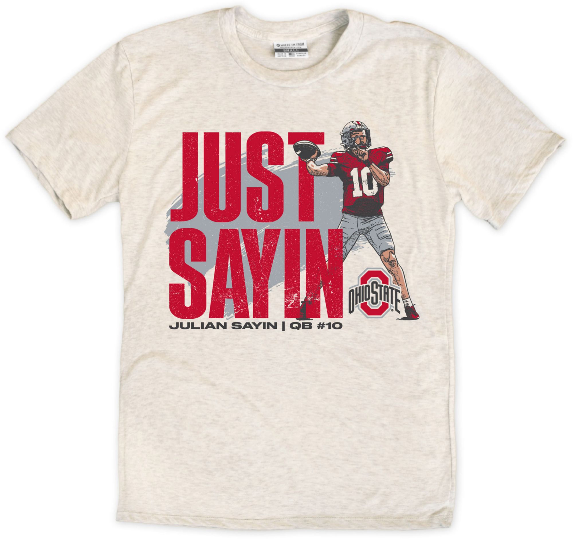Where I'm From Men's Ohio State Buckeyes Julian Sayin #10 Oatmeal