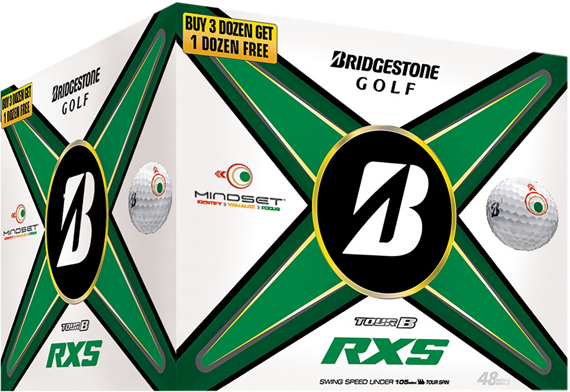 Bridgestone 2024 Tour B RXS Mindset Quadfecta Golf Balls - 4 Dozen