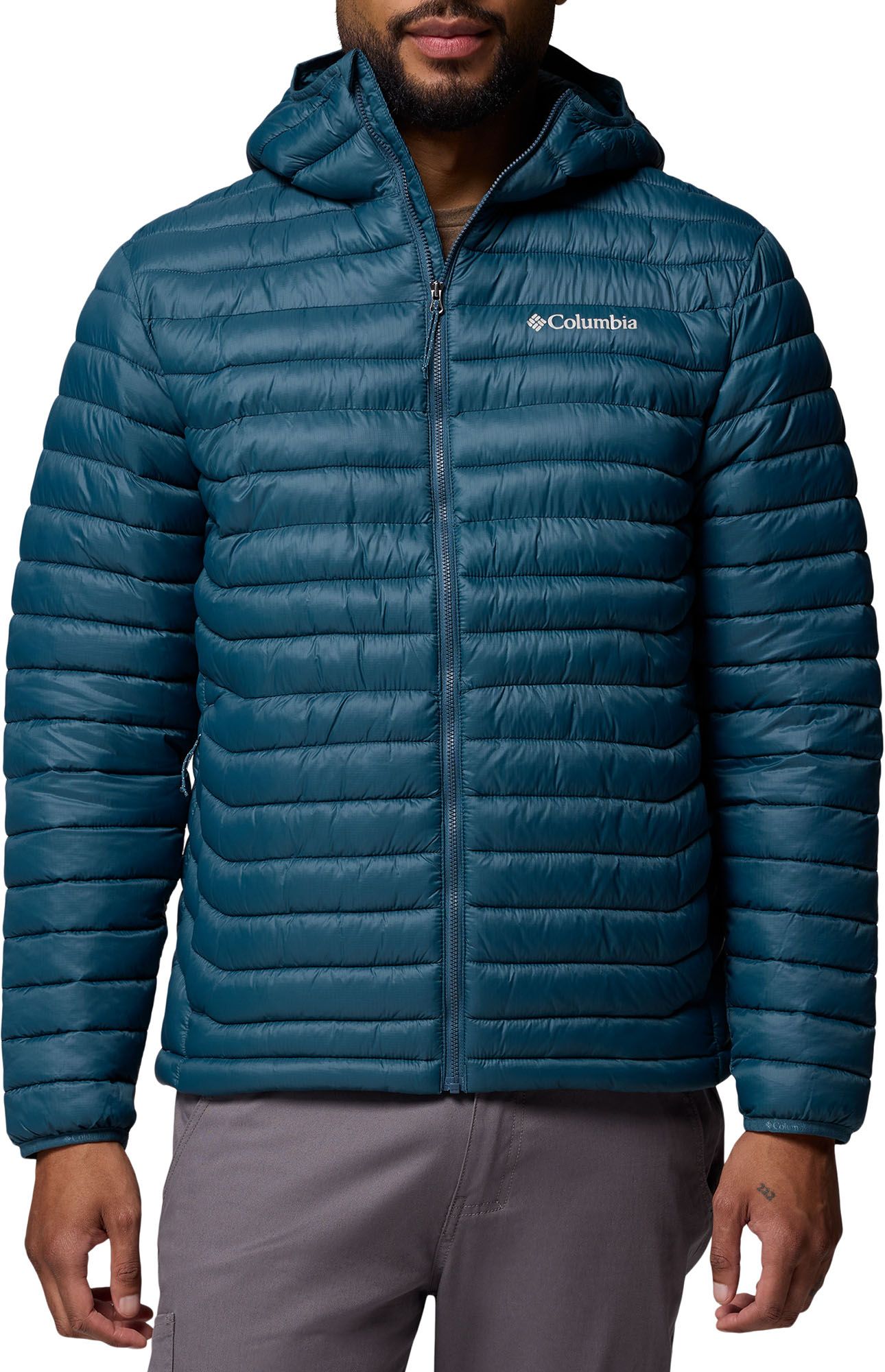 Columbia jacket puffer チェック　ダ hooded