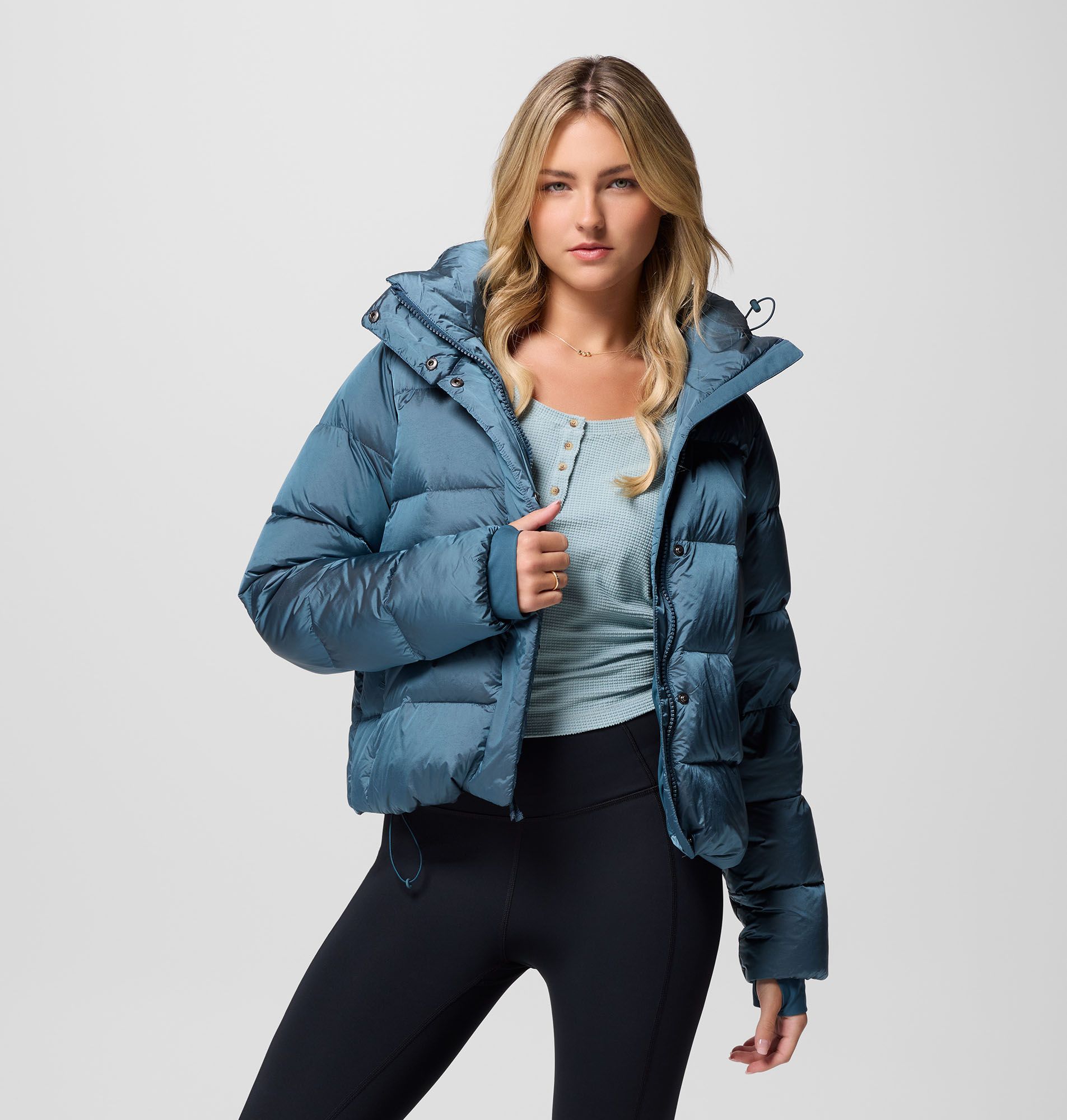 Columbia hooded puffer jacket チェック　ダ