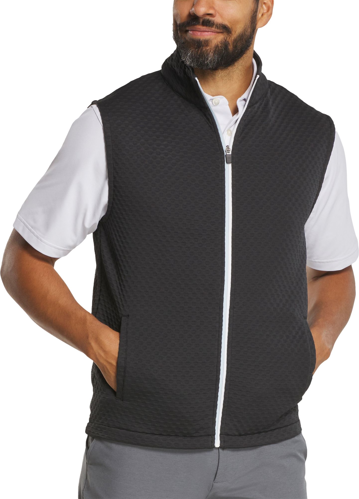 FootJoy Men's Solid Textured Full-Zip Performance Golf Vest | Golf