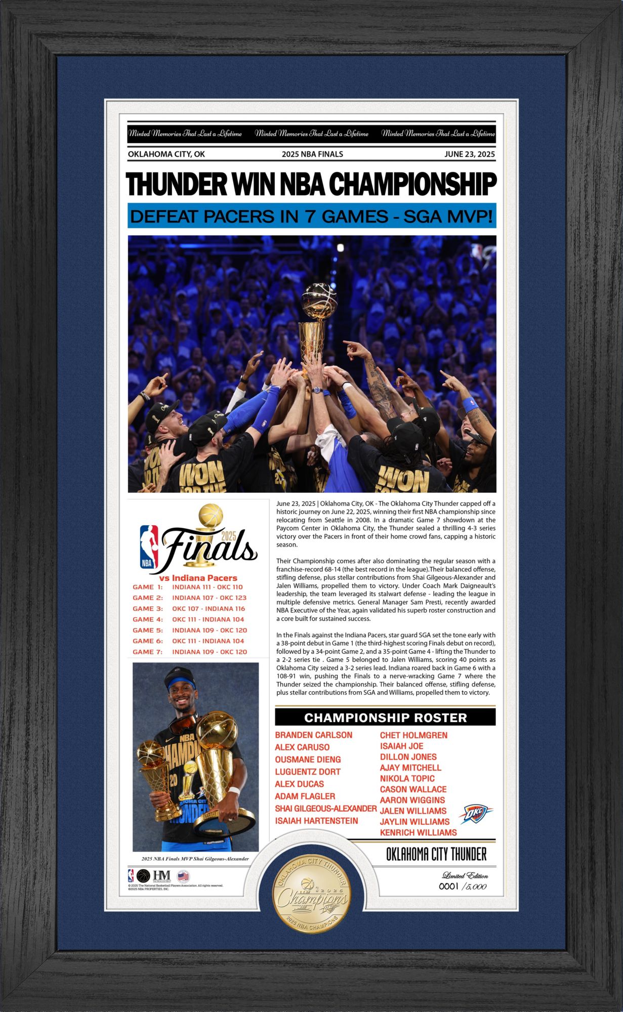 Highland Mint 2025 NBA Champions Oklahoma City Thunder News Cover