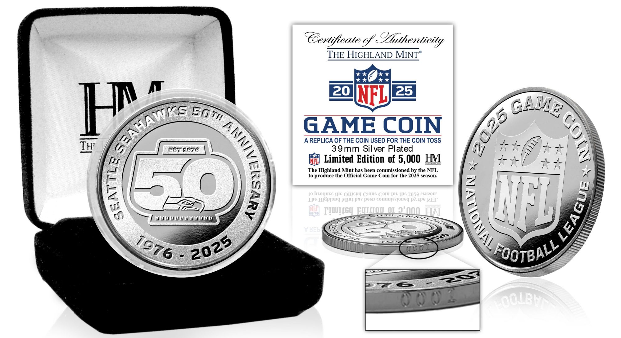 Highland Mint Seattle Seahawks 2025 Toss Silver Coin | Dick's