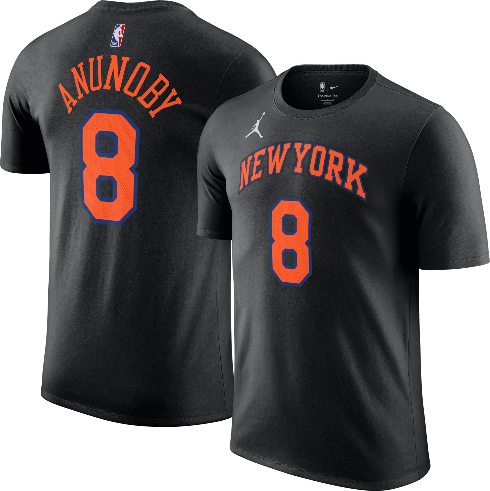 Jordan Adult New York Knicks OG Anunoby #8 Black Statement T-Shirt