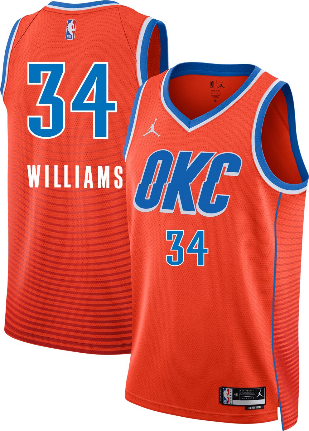 Jordan Adult Oklahoma City Thunder Kenrich Williams #34 Orange