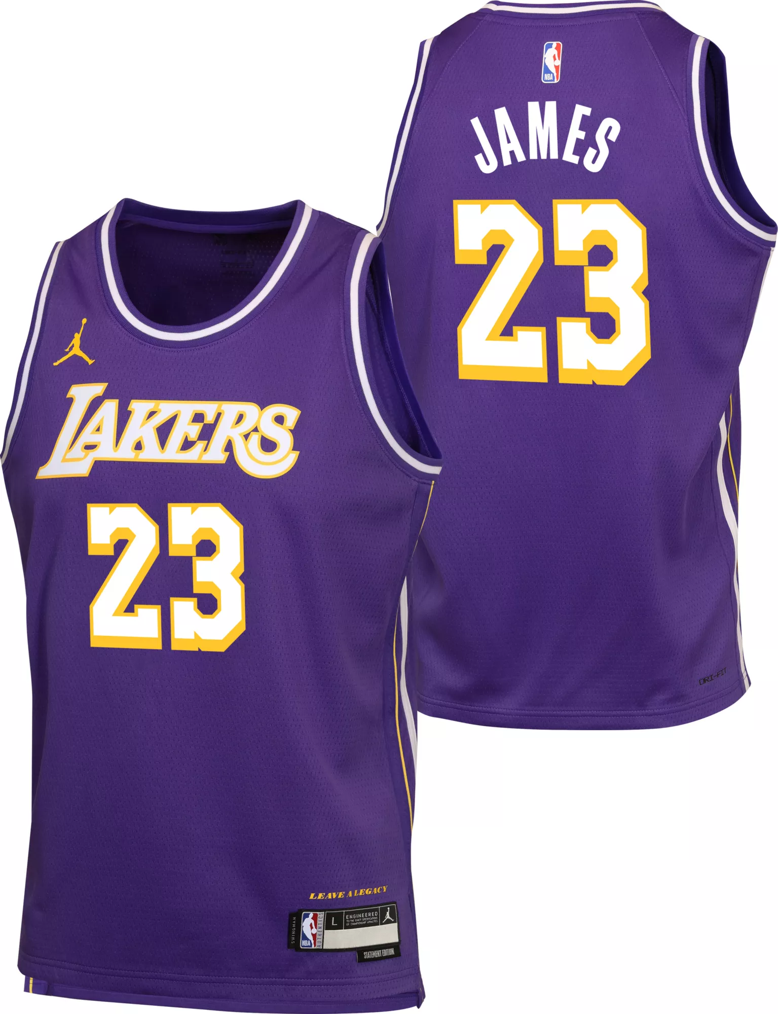 Jordan Youth Los Angeles Lakers LeBron James #23 Purple Swingman Statement Jersey