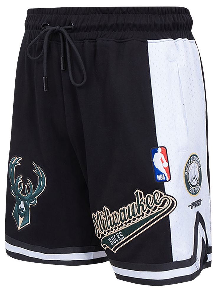 Pro Standard Men's Milwaukee Bucks Black Script Tail Fleece Shorts