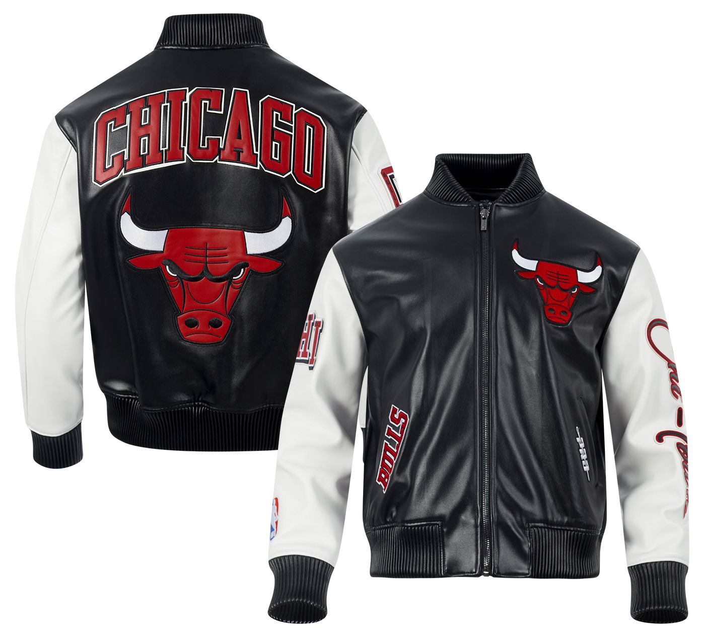 Pro Standard Men's Chicago Bulls Black Signature Leather Varsity