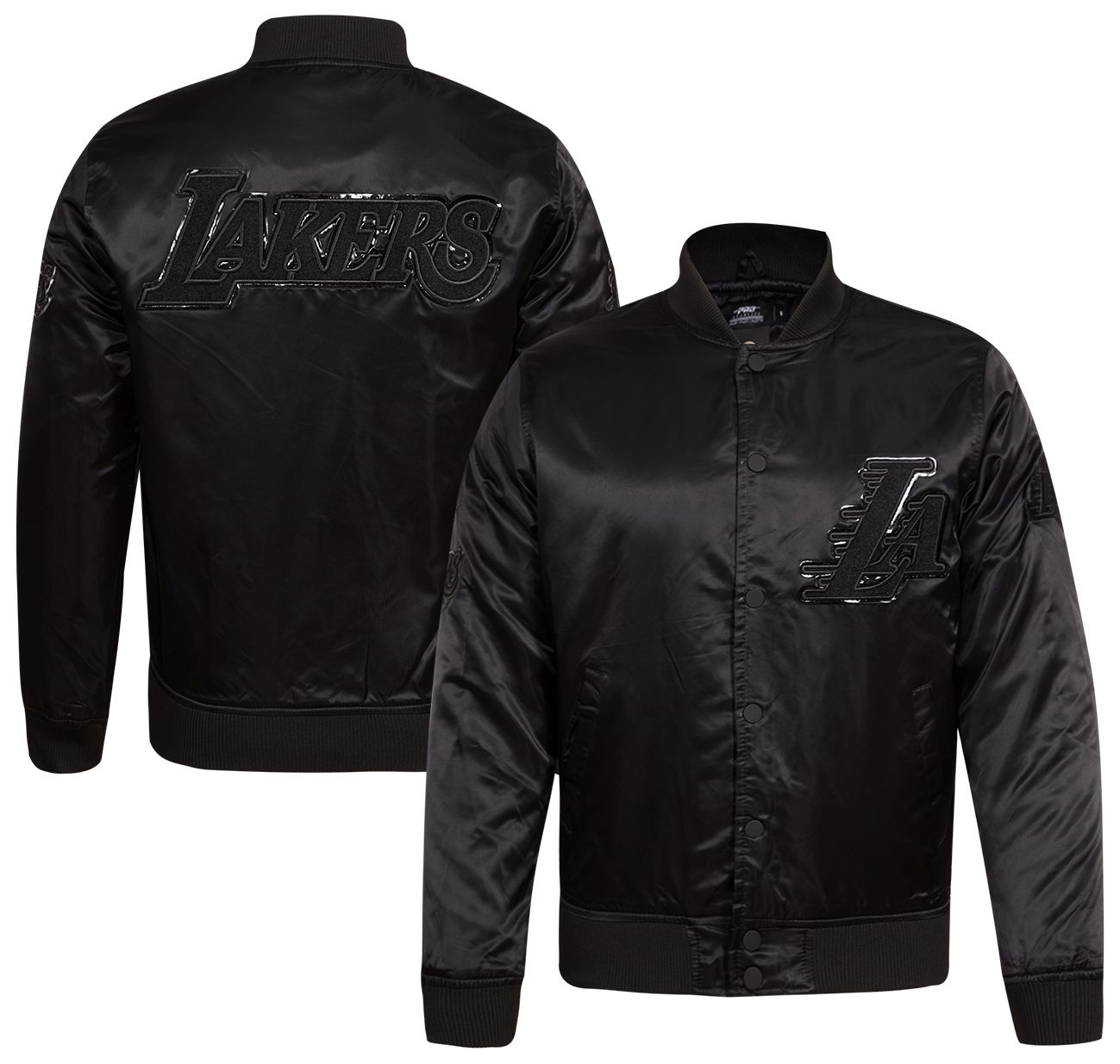 Pro Standard Men's Los Angeles Lakers Triple Black Satin Jacket