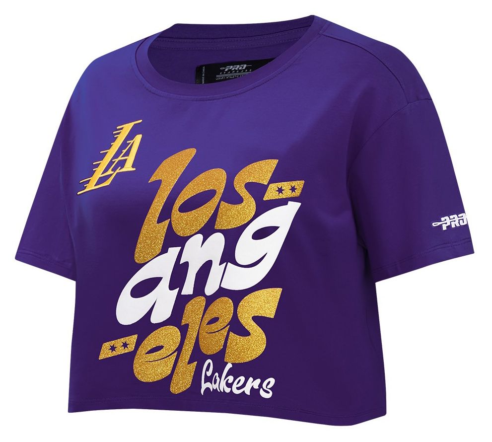 Pro Standard Women's Los Angeles Lakers Purple Wordplay Boxy T