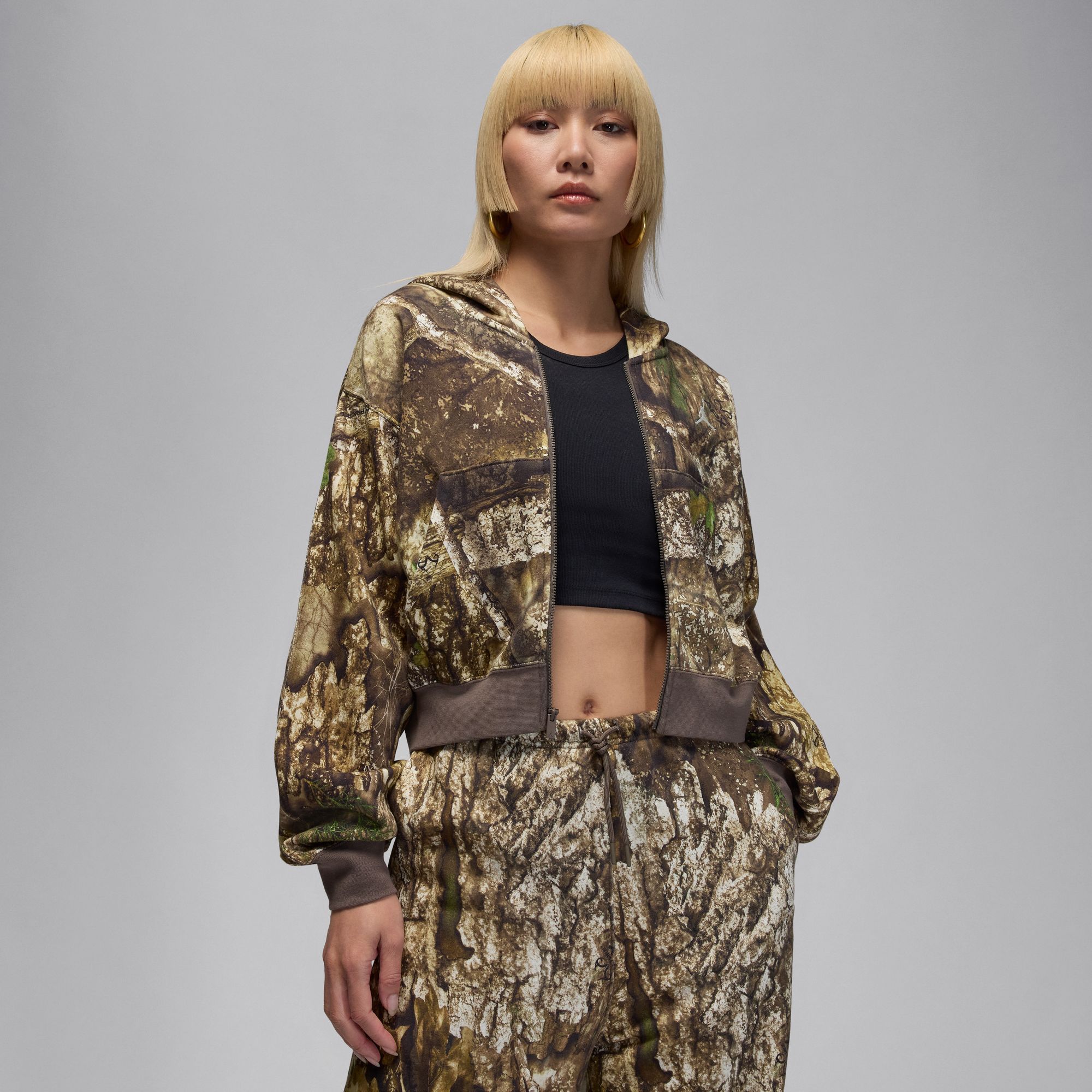 美品 D&G レオパード ノースリーブ ポロシャツ ヒョウ柄 S Y2K Jordan Women's Brooklyn Fleece Realtree Mod Crop Full-Zip Hoodie
