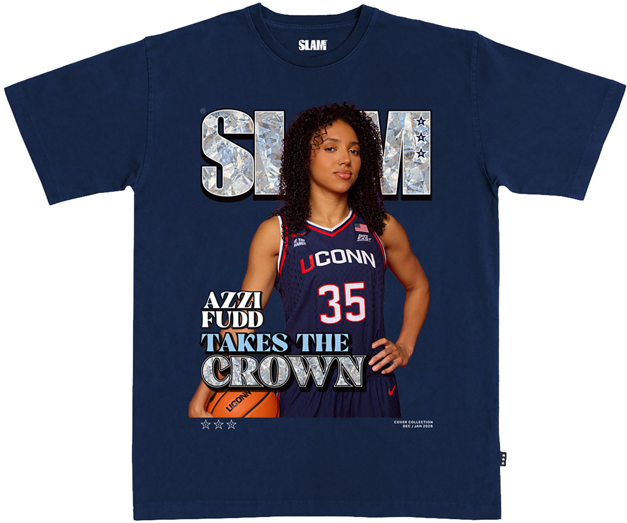 SLAM Adult UConn Huskies Azzi Fudd Magazine Cover Navy T-Shirt