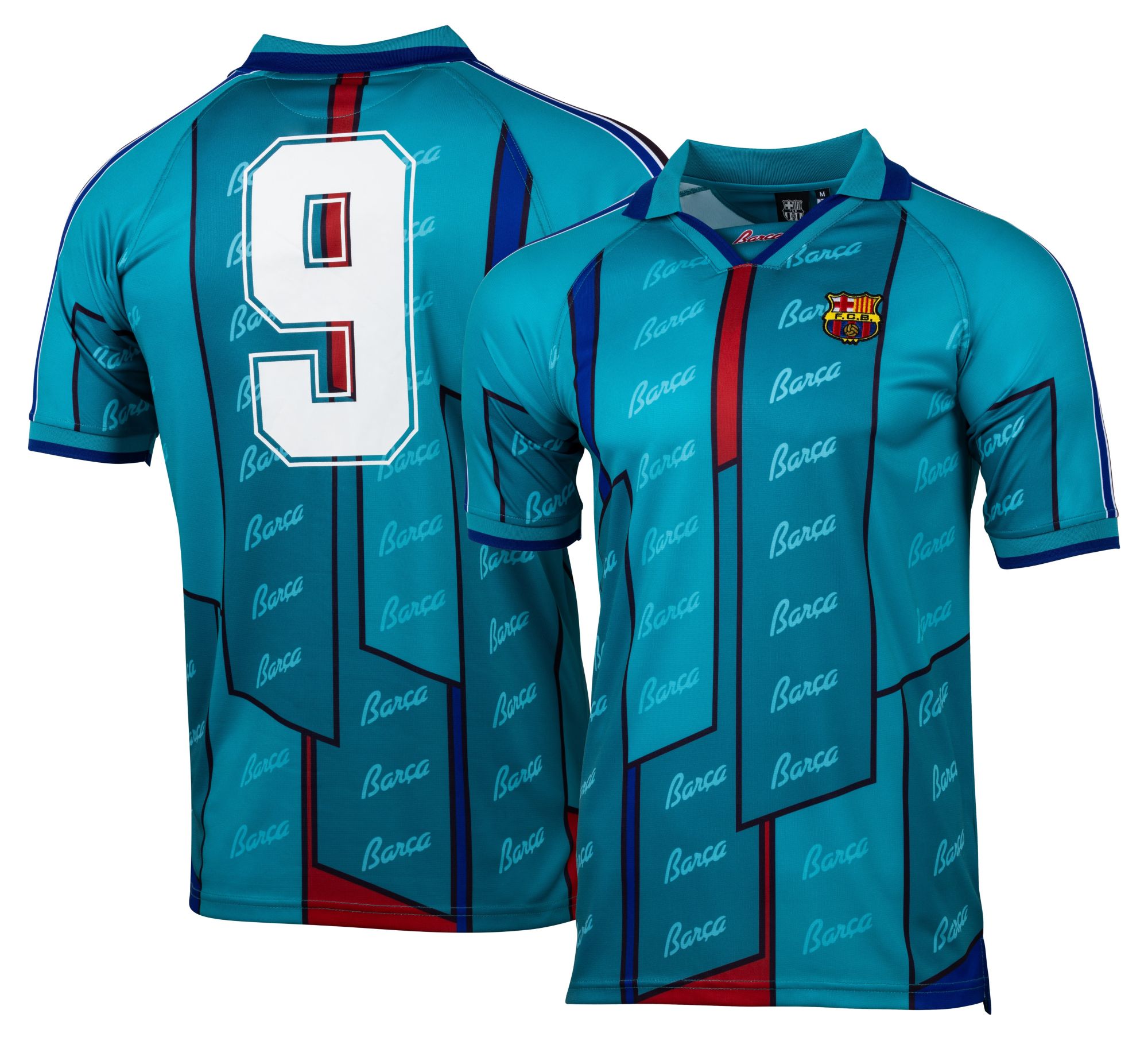FC Barcelona Adult #9 Teal 1999 Vintage Replica Shirt | Dick's
