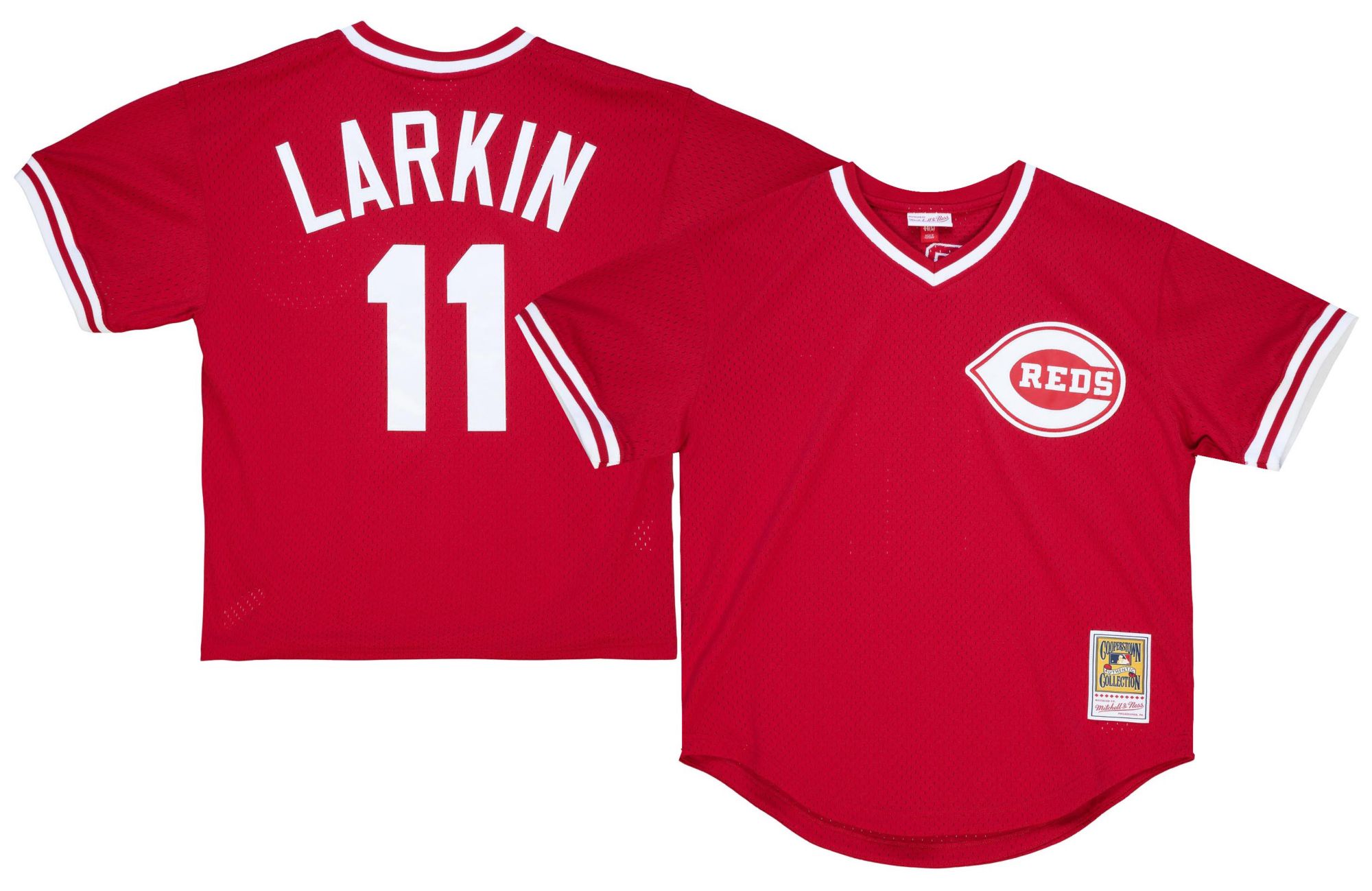 Mitchell & Ness Men's Cincinnati Reds Barry Larkin #11 Red Mesh