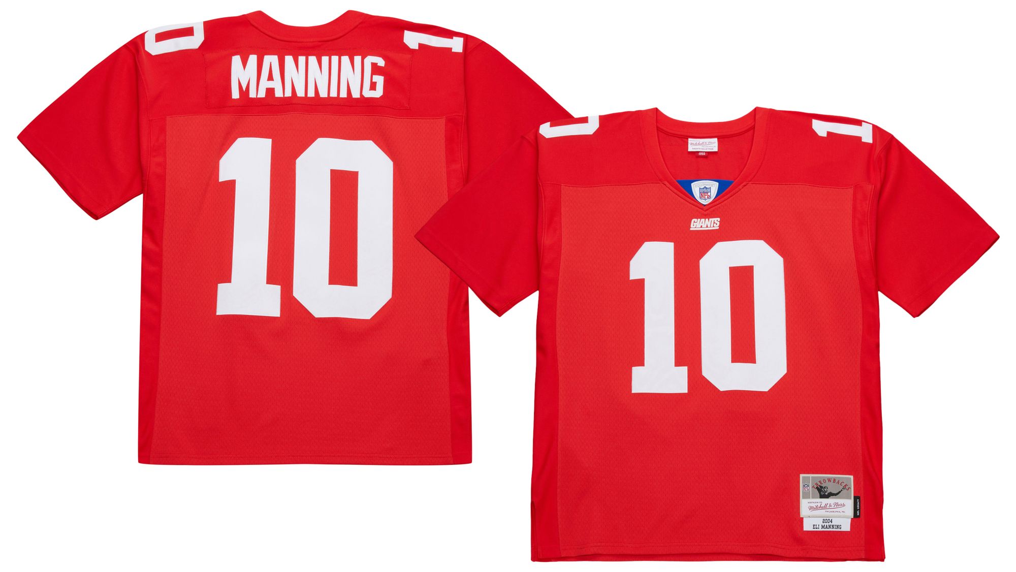 NY GIANTS replica フットボールシャツ ｎｆｌ グッズ #10 Mitchell & Ness Men's New York Giants Eli Manning #10 Red 2004