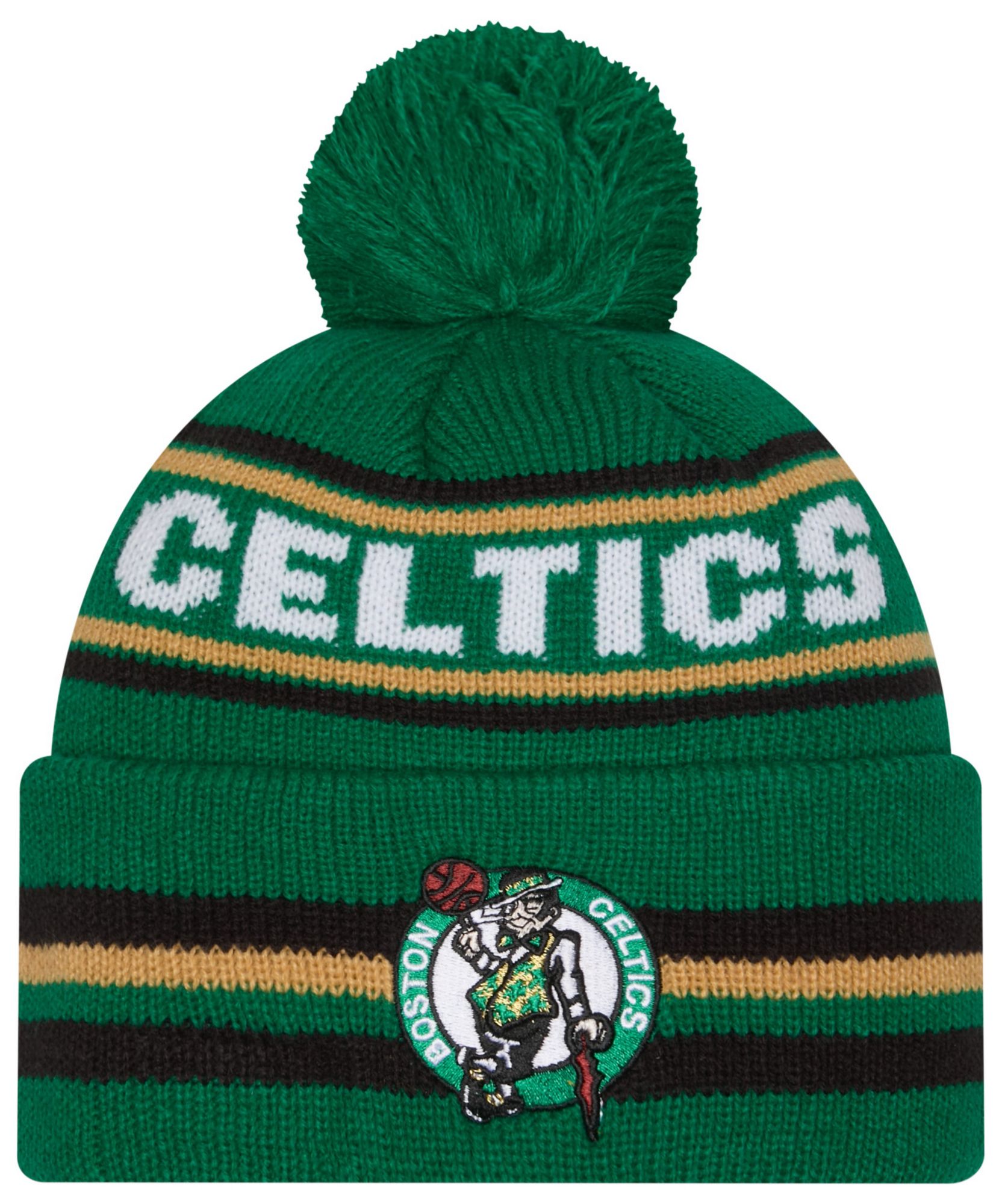 New Era Adult Boston Celtics Green Classic Pom Cuffed Knit Beanie