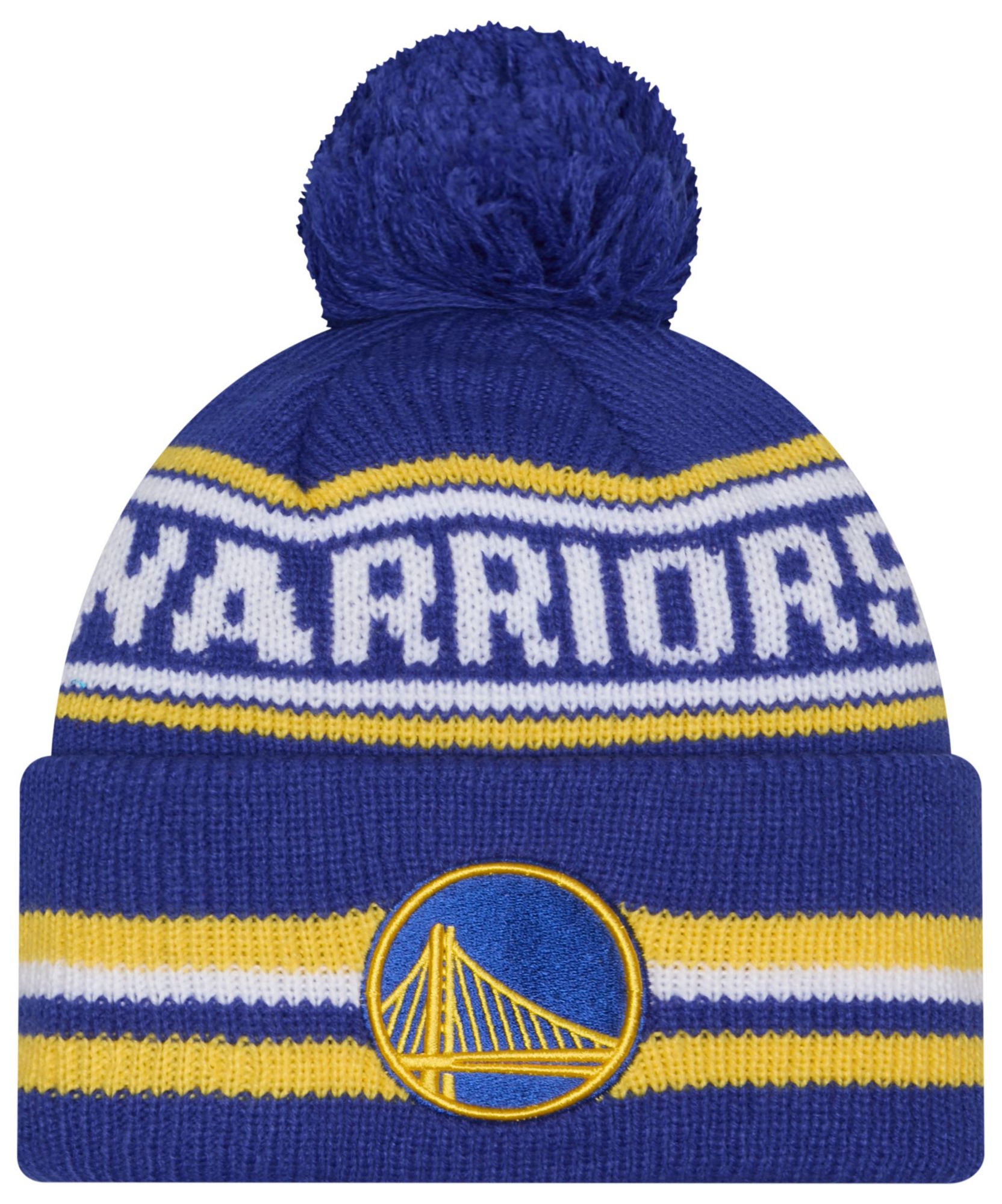 New Era Adult Golden State Warriors Blue Classic Pom Cuffed Knit