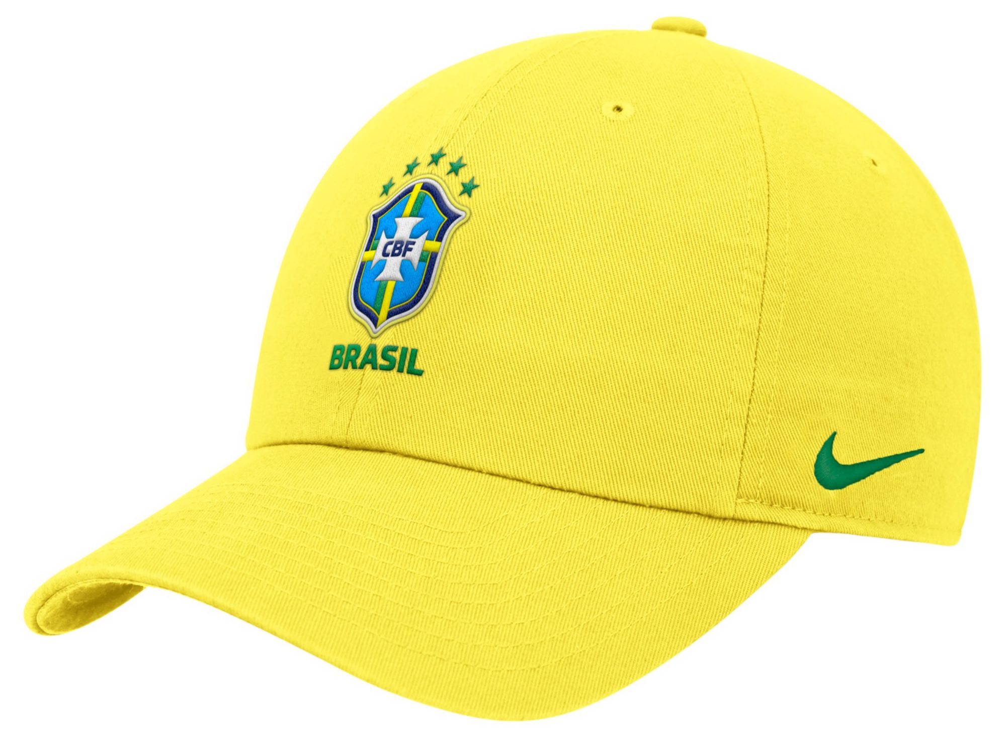 White Brazil Crest Baseball Cap with Blue and Yellow Embroidery Brasil Rings & Crwns Hat Country Pride Logo Fitted Brazil  main image 3