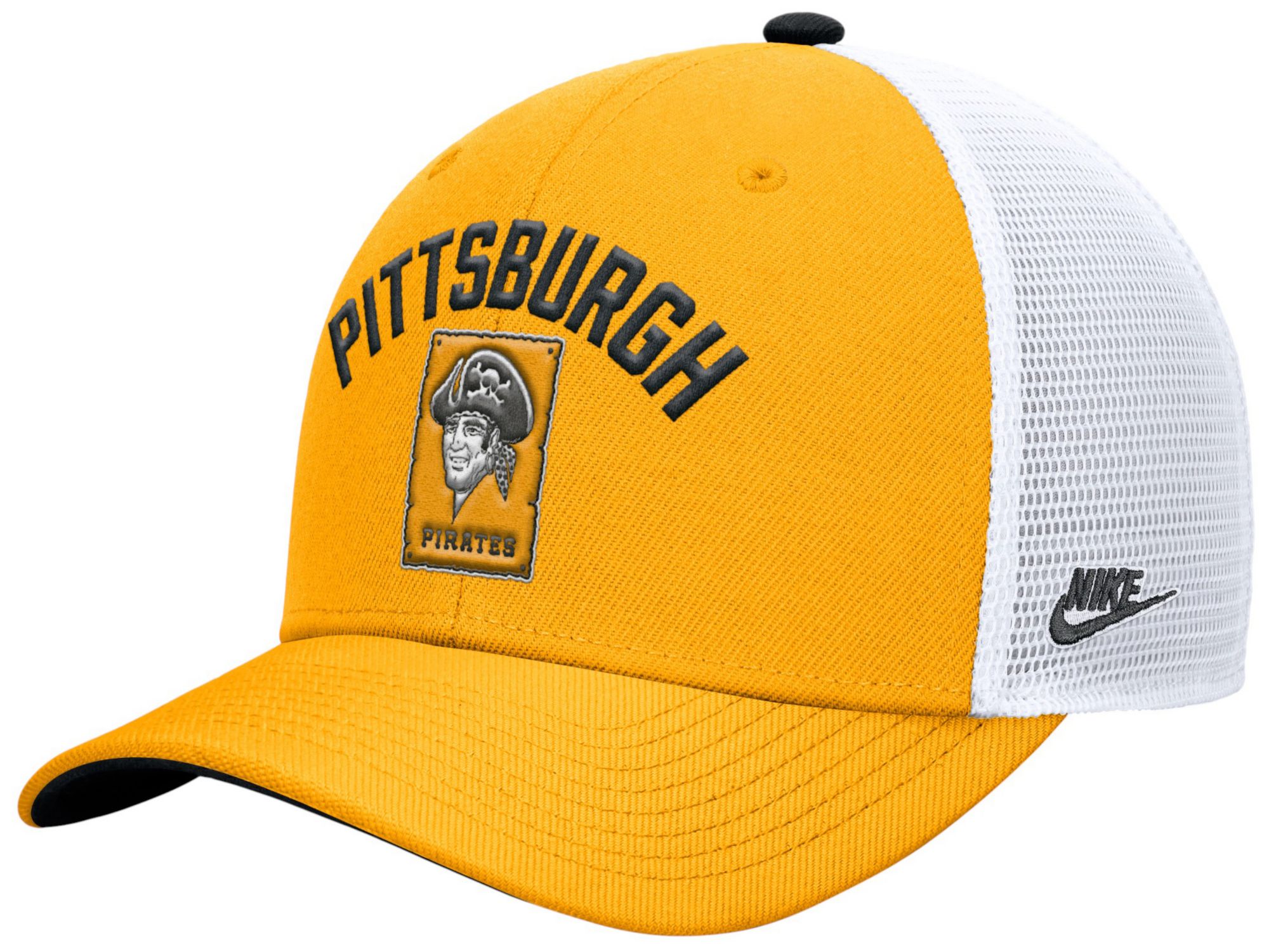 Nike Adult Pittsburgh Pirates Yellow Rise Trucker Hat | Dick's