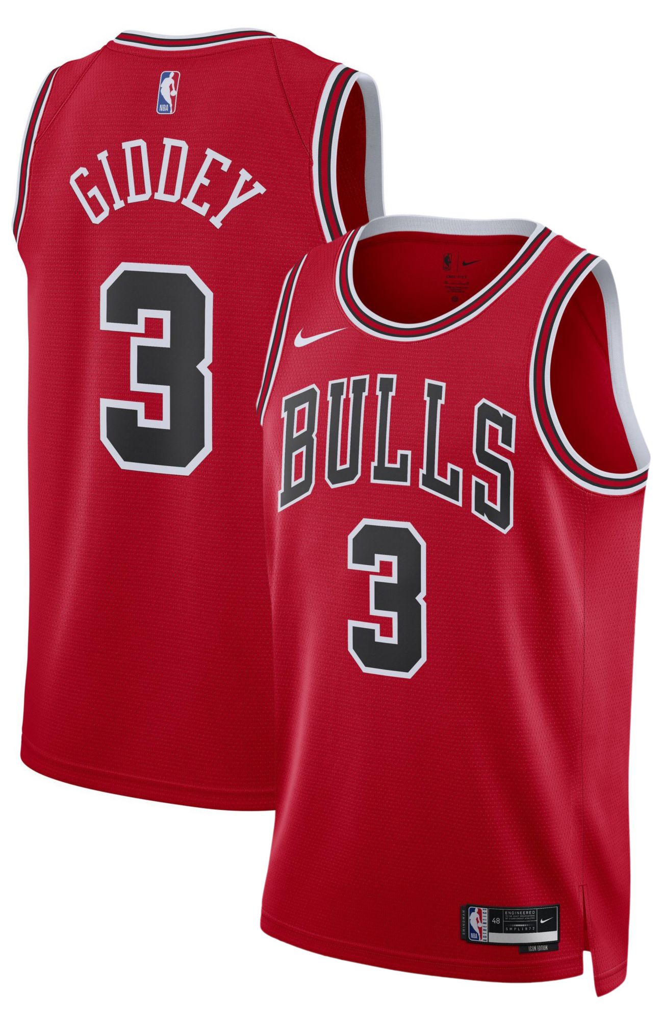 Nike Adult Chicago Bulls Josh Giddey #3 Red Swingman Icon Jersey