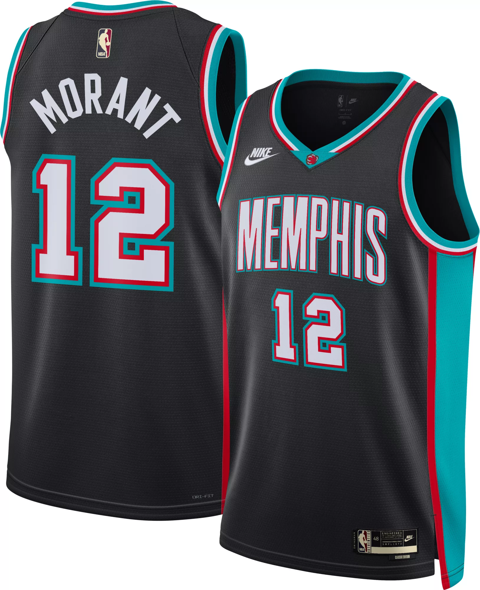 Nike Adult Memphis Grizzlies Ja Morant #12 Black Hardwood Classics Swingman Jersey