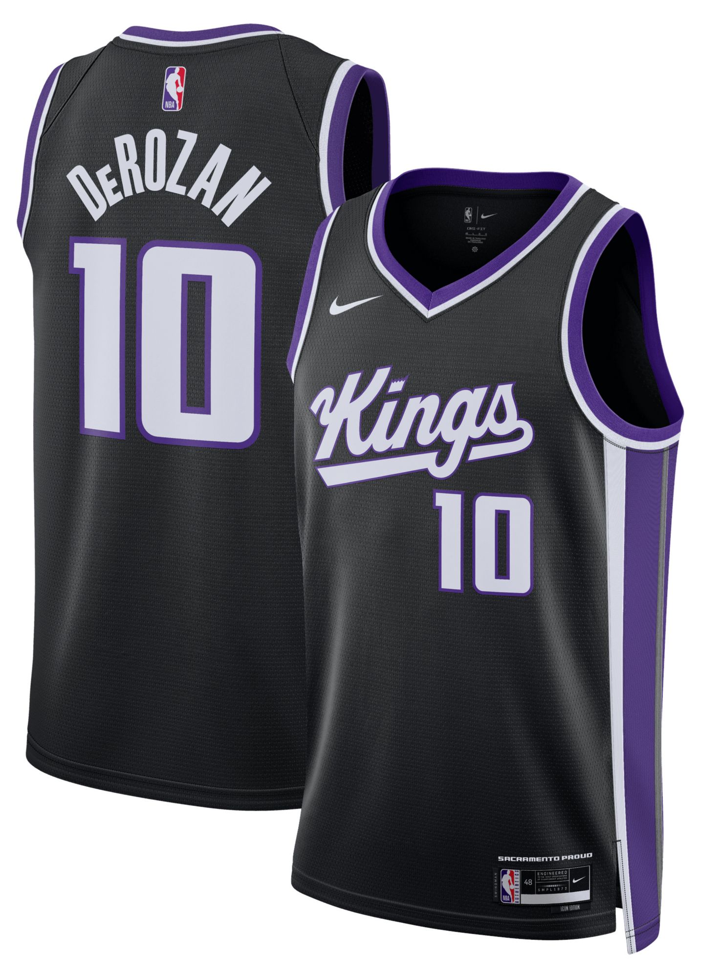 Nike Adult Sacramento Kings Demar Derozan #10 Black Swingman Icon 