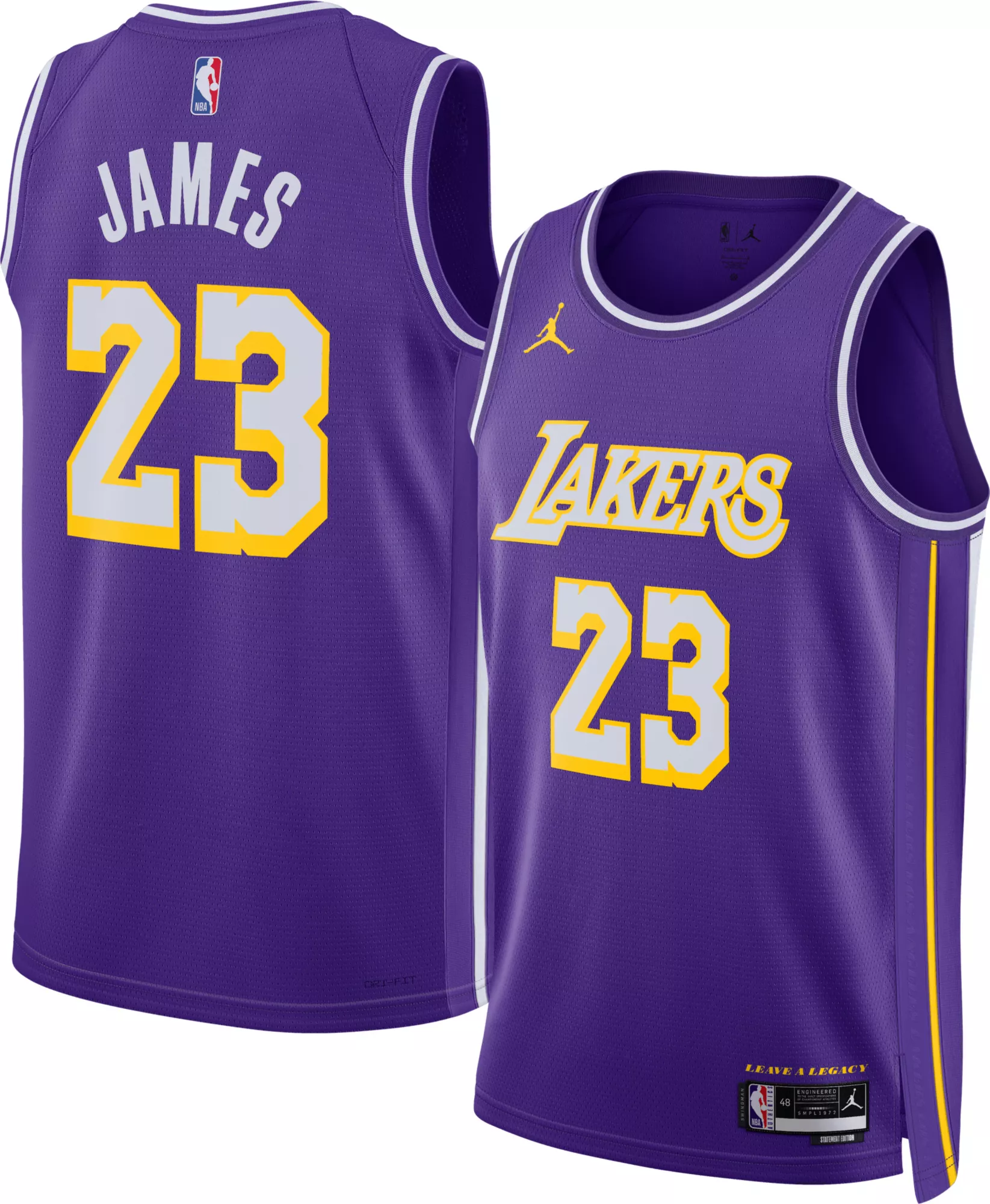 Jordan Adult Los Angeles Lakers LeBron James #23 Purple Swingman Statement Jersey