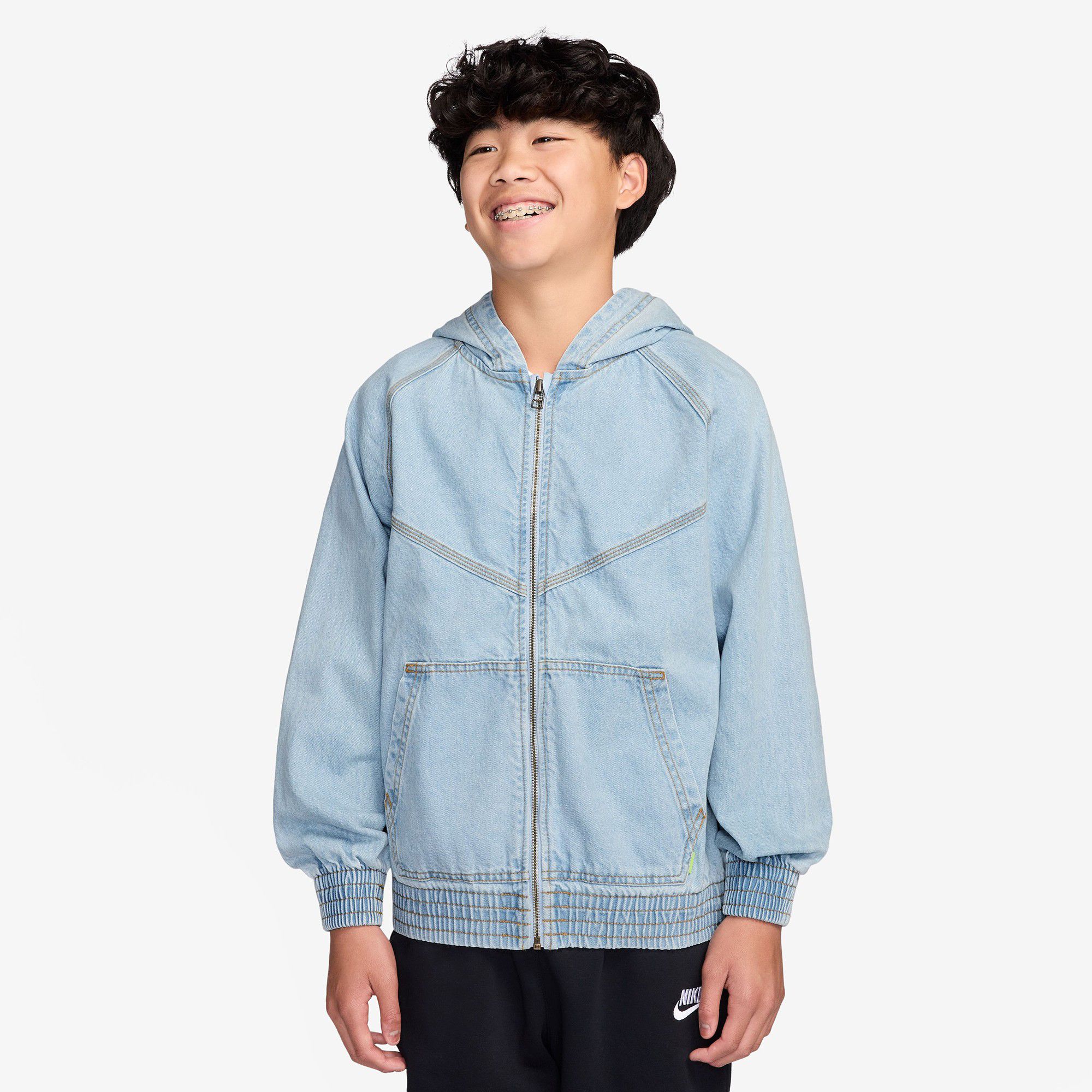 Nike Kids' Sportswear Full-Zip Hooded Denim Jacket | Dick's