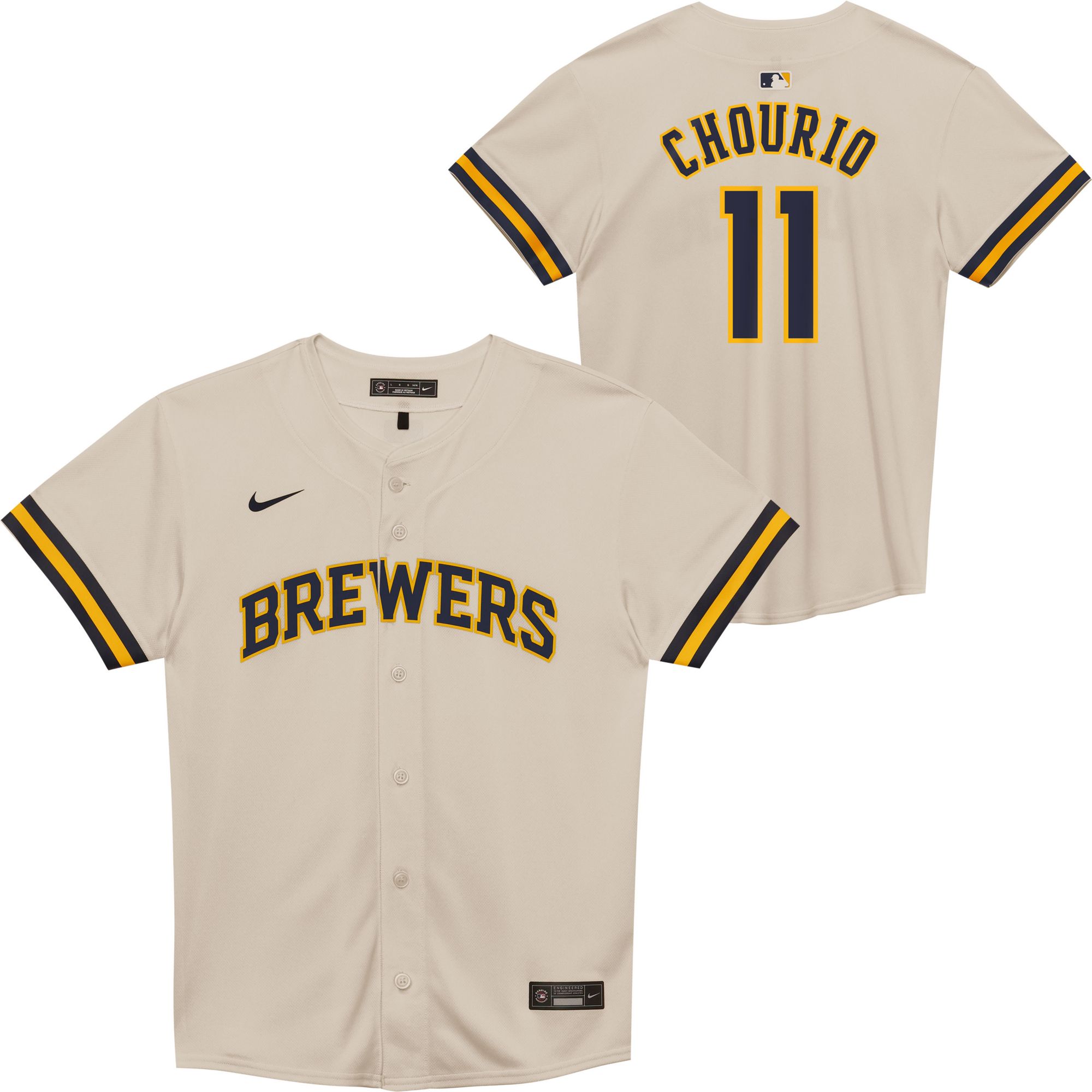 Nike Boys' Milwaukee Brewers White Jackson Chourio #11 Home Game