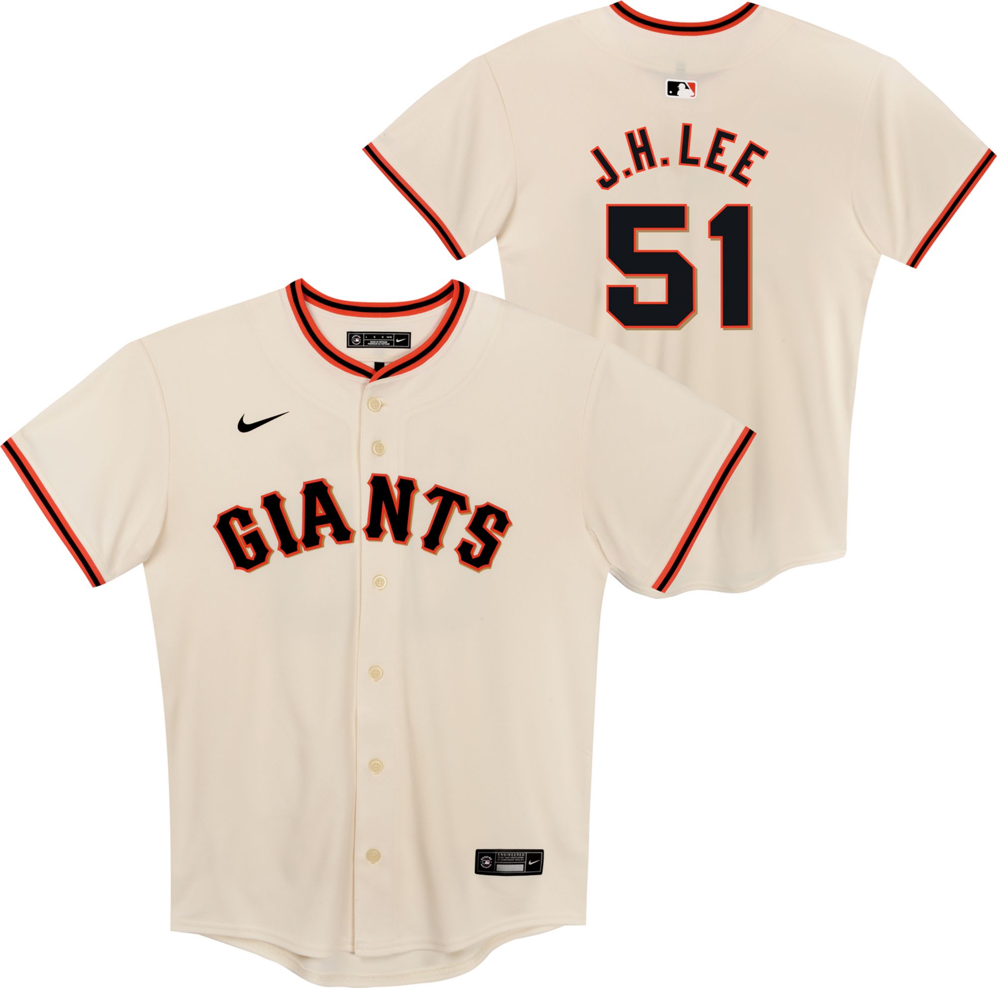 Giant's 25 Lee ユニフォーム Nike Boys' San Francisco Giants White Jung Hoo Lee #51 Home Game